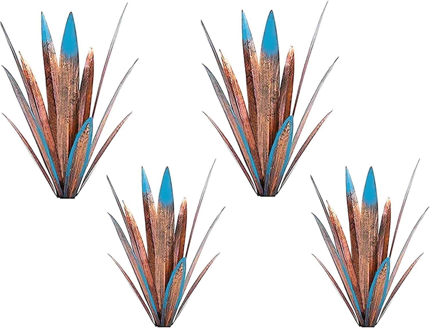 Metal Agave Plants, 2 Pack Big Tequila Rustic Sculpture, Rustic Metal Agave Plants Lawn Ornaments, for Yard Stakes, Garden Figurines, Outdoor Patio (2 PCS Colorful)
