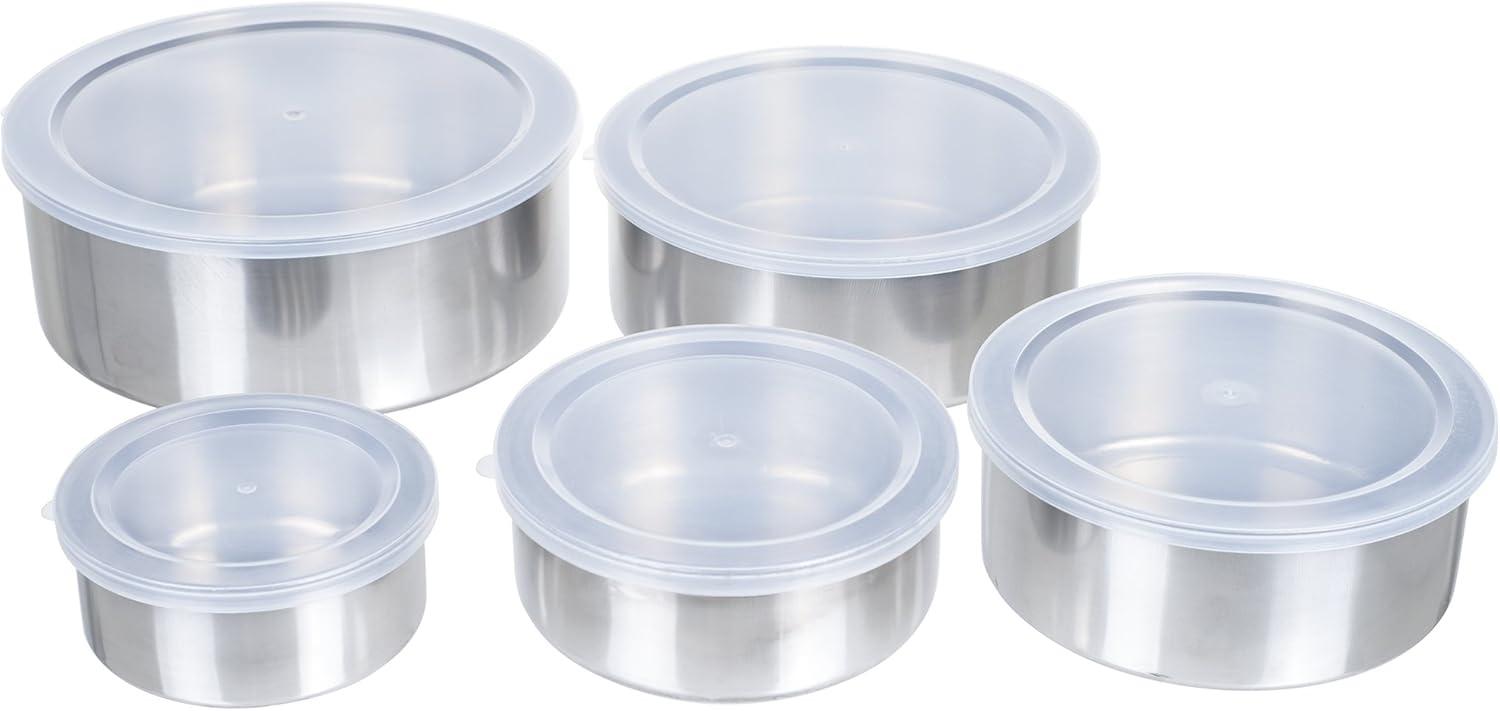 5PC Stainless-Steel Bowls and Lids Set-Nesting Mixing Bowls Set for Prepping, Serving, and Storing