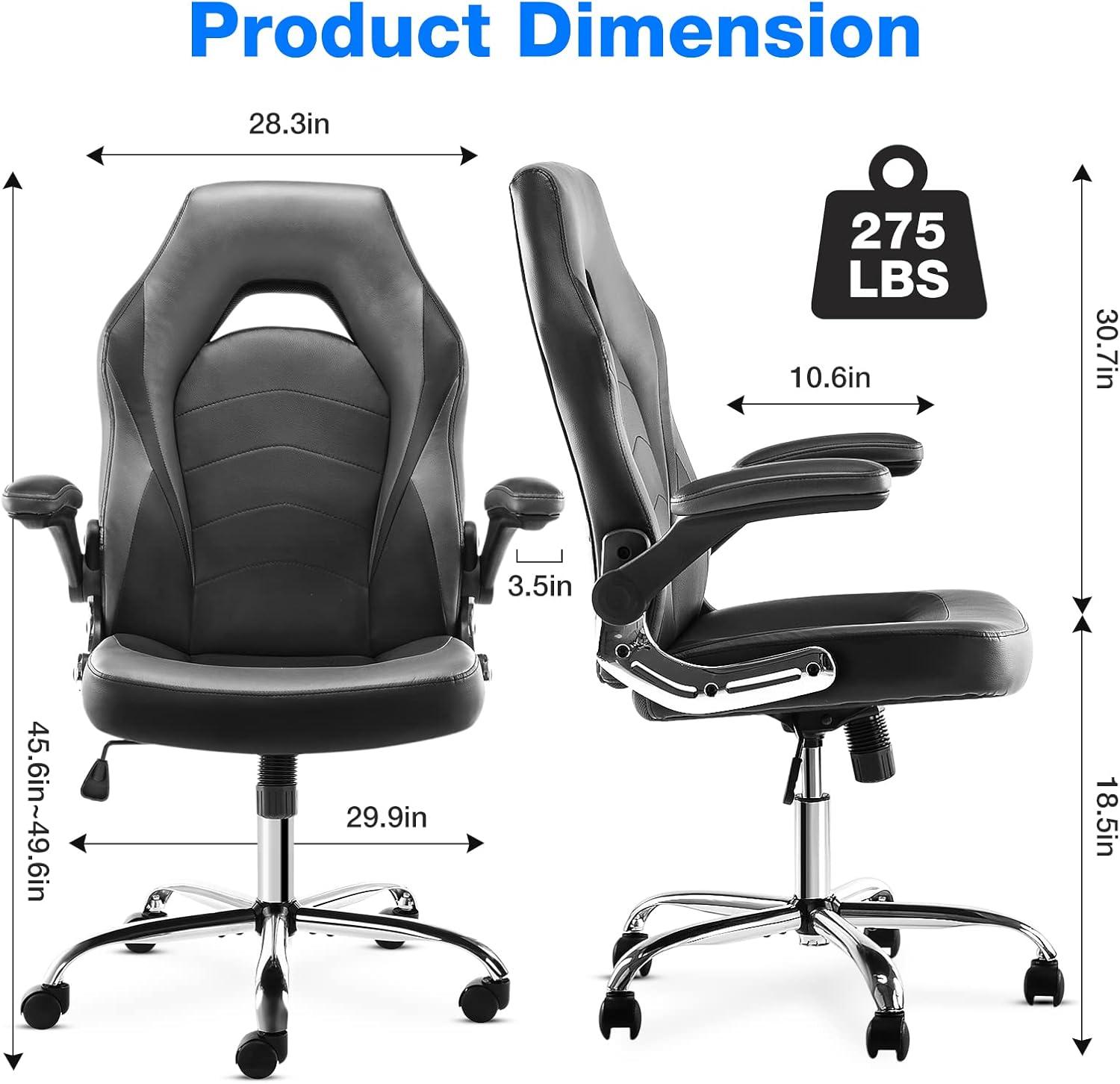 Ergonomic Black and Gray PU Leather Gaming Office Chair