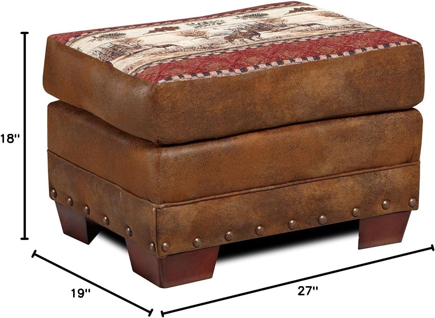 American Furniture Classics 26.5" Microfiber Deer Valley Ottoman in Brown