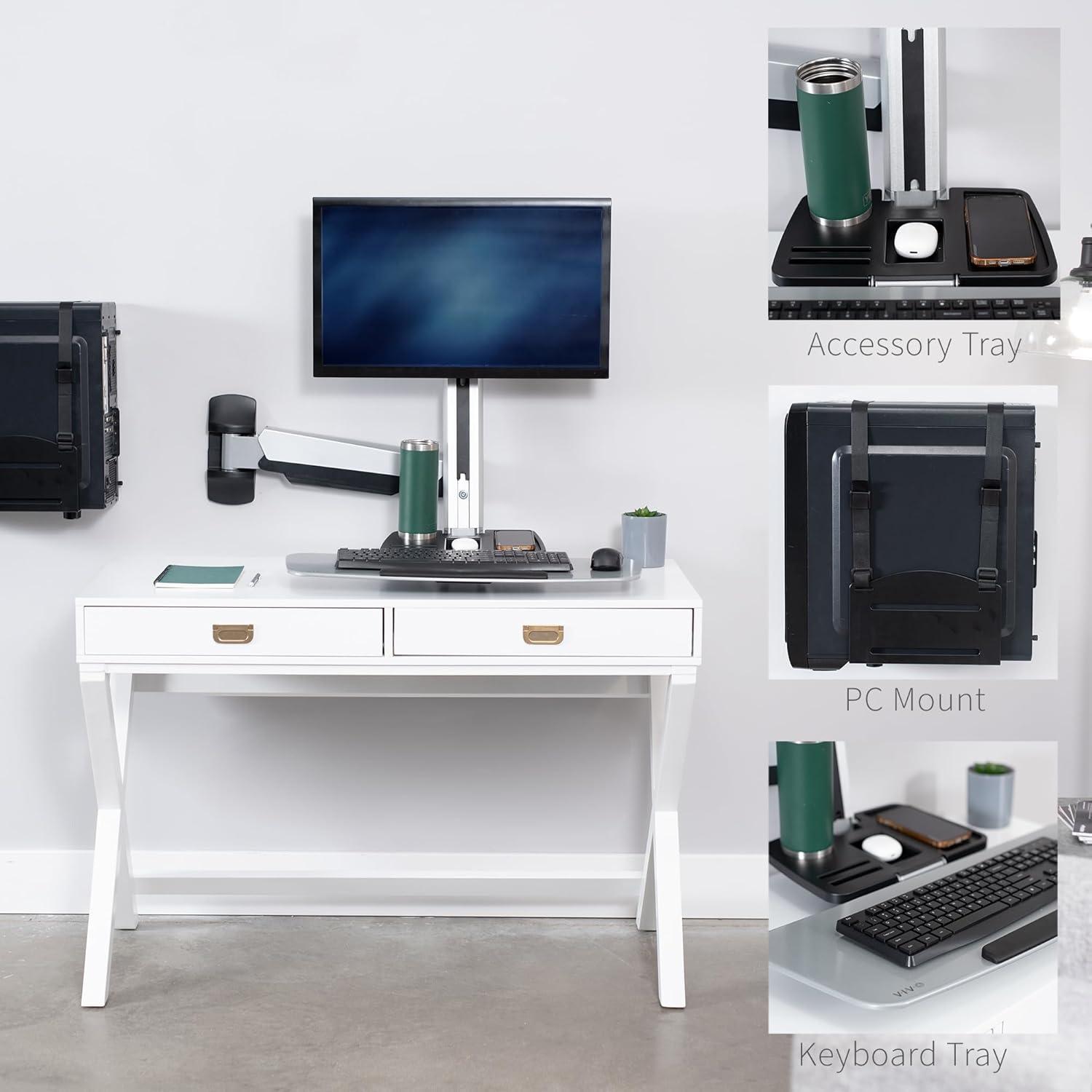 Single Monitor & Keyboard Sit-Stand Wall Mount | Standing Transition Workstation