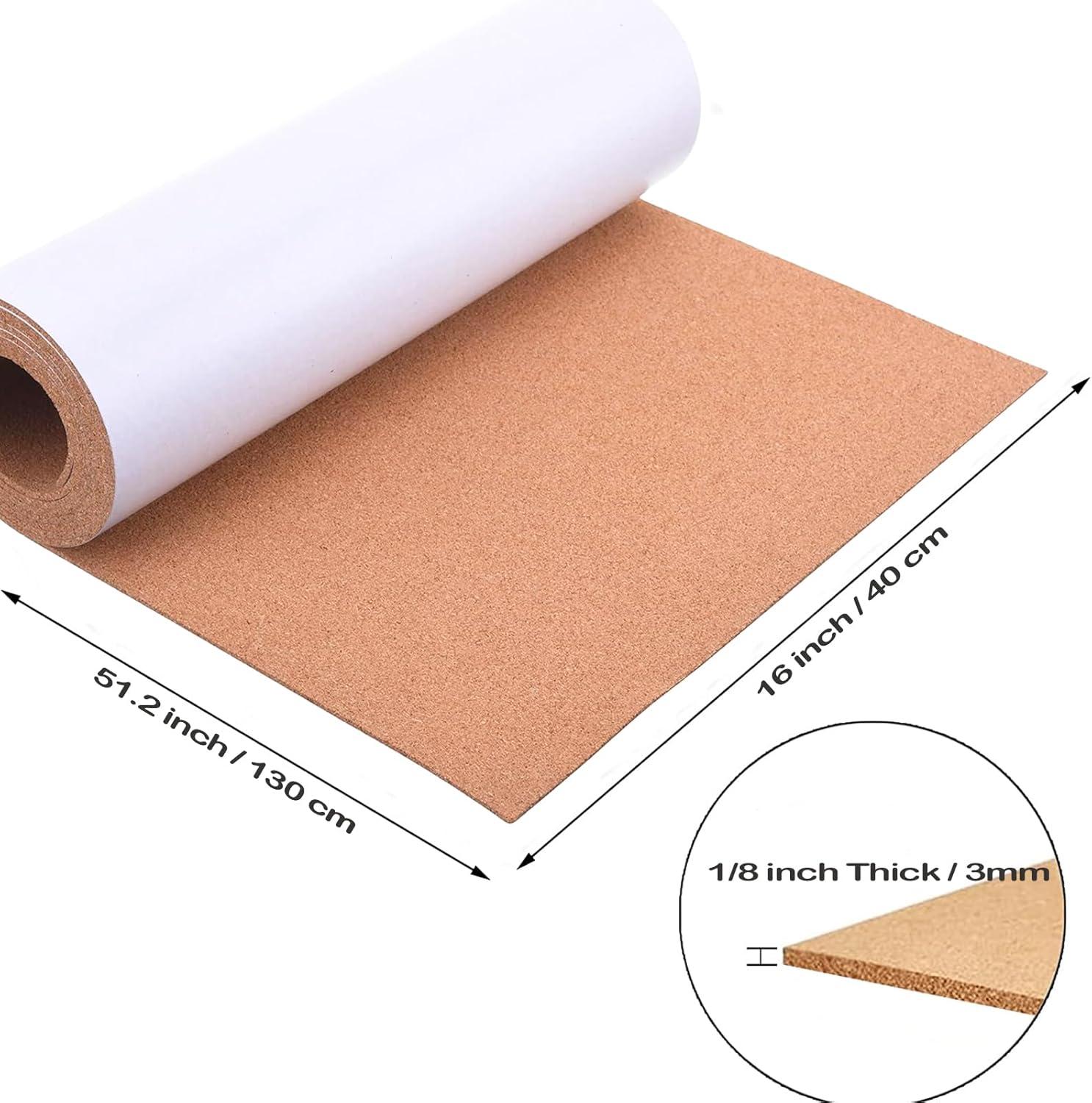 Self-Adhesive Cork Board Roll, 1/8" Thick Cork Boards for Walls, 20"x16" Cork Board Roll for Office, Home, School(3mm,40 * 50cm)