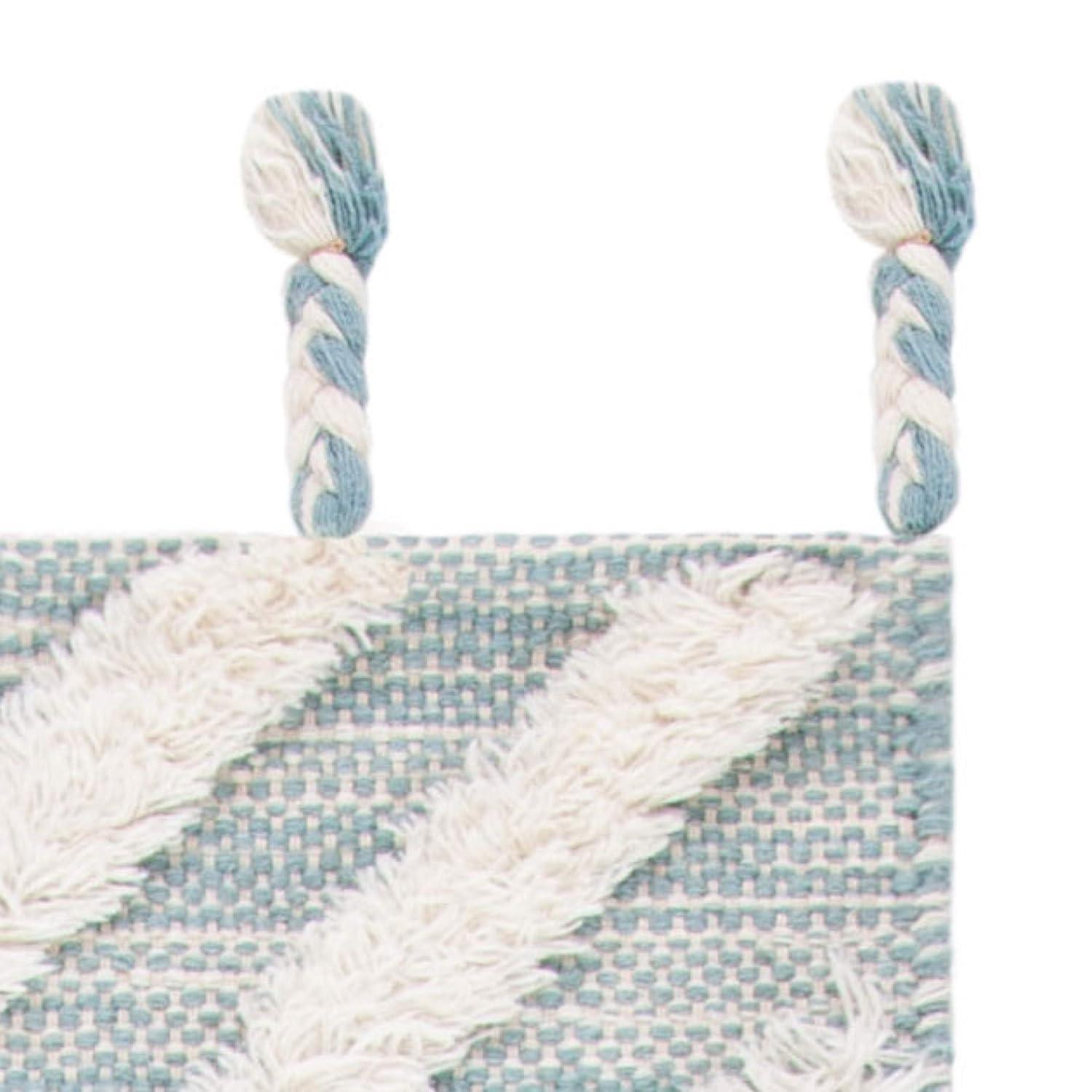SAFAVIEH Kenya Arline Geometric Wool Area Rug, Aqua/Ivory, 9' x 12'