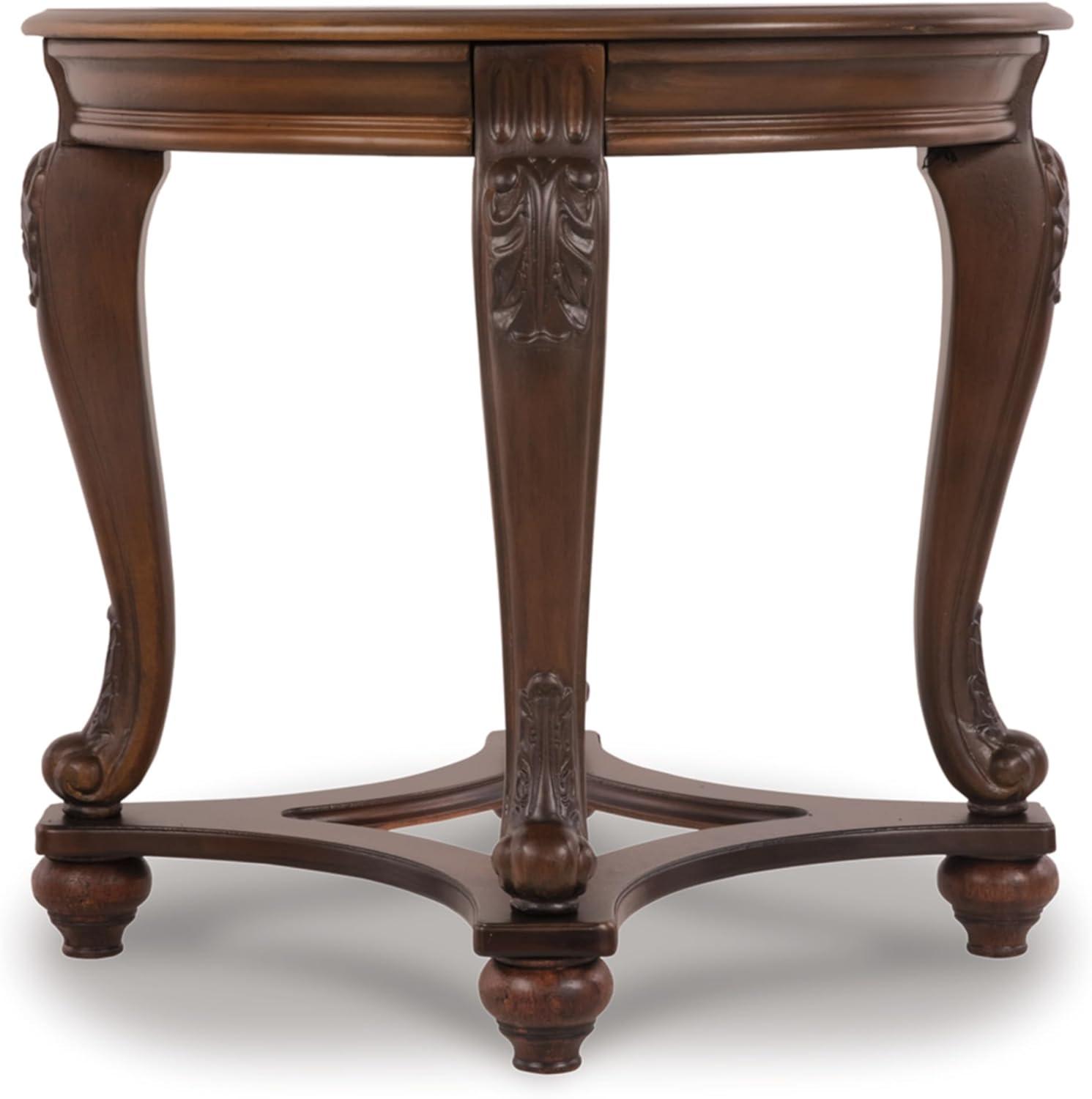 Signature Design by Ashley Norcastle End Table Dark Brown : Beveled Glass, Metal Accents, Wood Legs