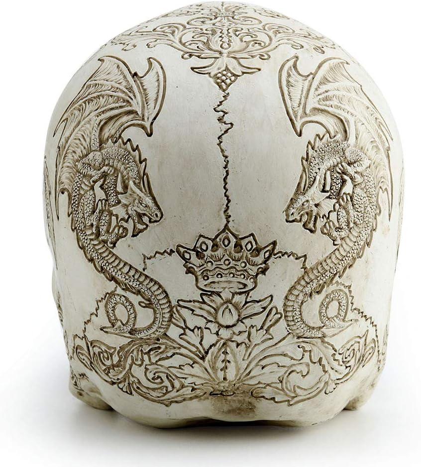 Veronese Design 5.4 Inch Thistle Flying Dragon Coat of Arms Skull Color Resin Statue Tabletop Figurine