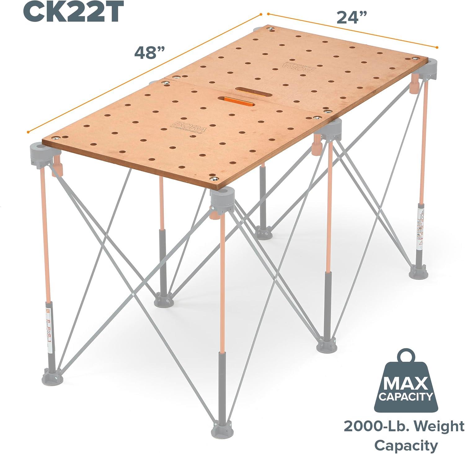 Compact Folding 28" Brown Workbench Top with 20mm Dog Holes