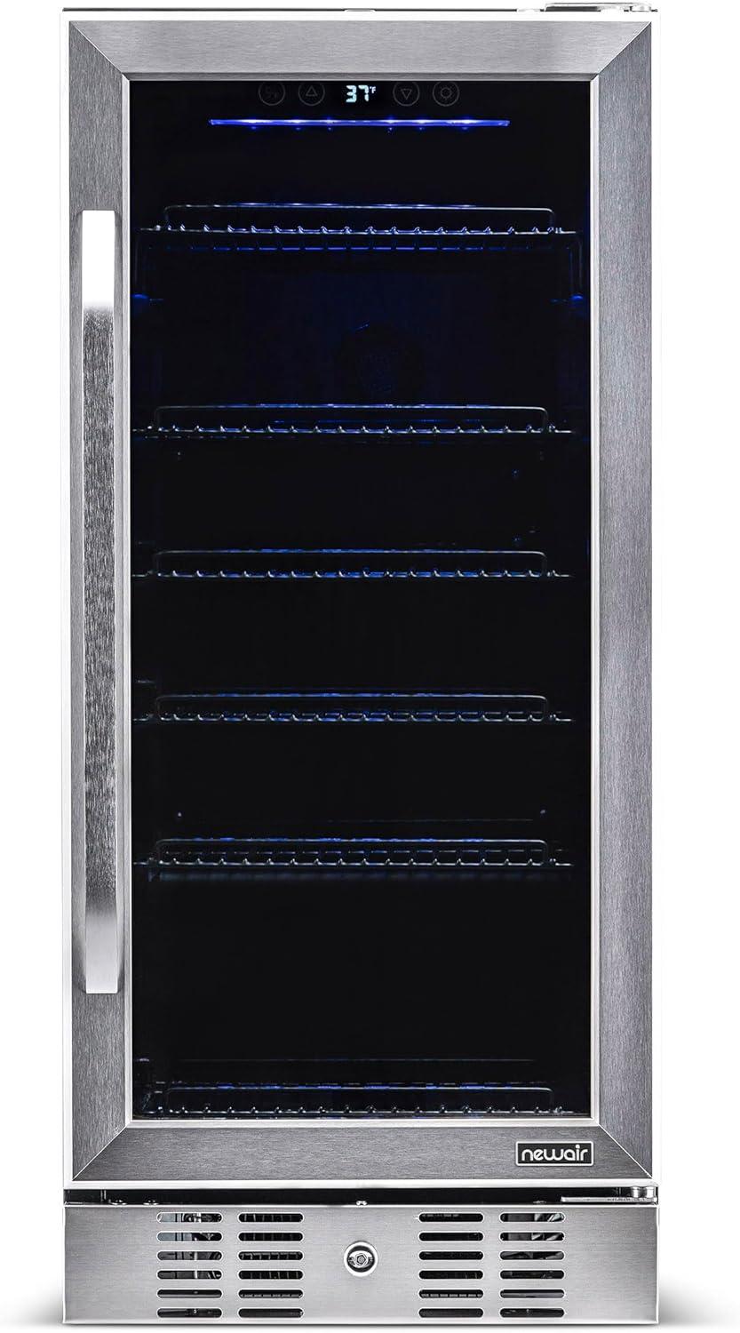 Newair 15" Built-in 96 Can Beverage Fridge in Stainless Steel with Precision Temperature Controls