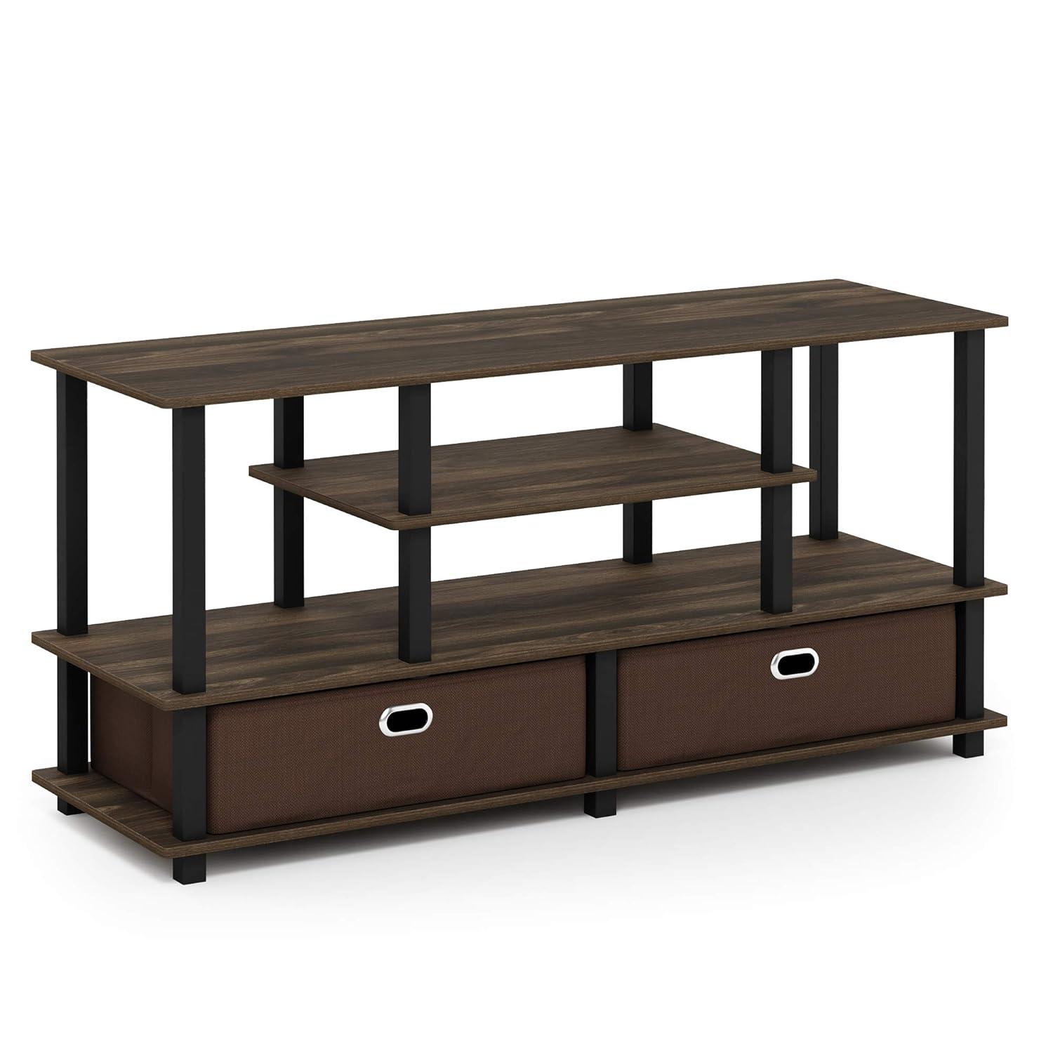 Furinno JAYA Large Stand for up to 50-Inch TV, Columbia Walnut/Black/Dark Brown