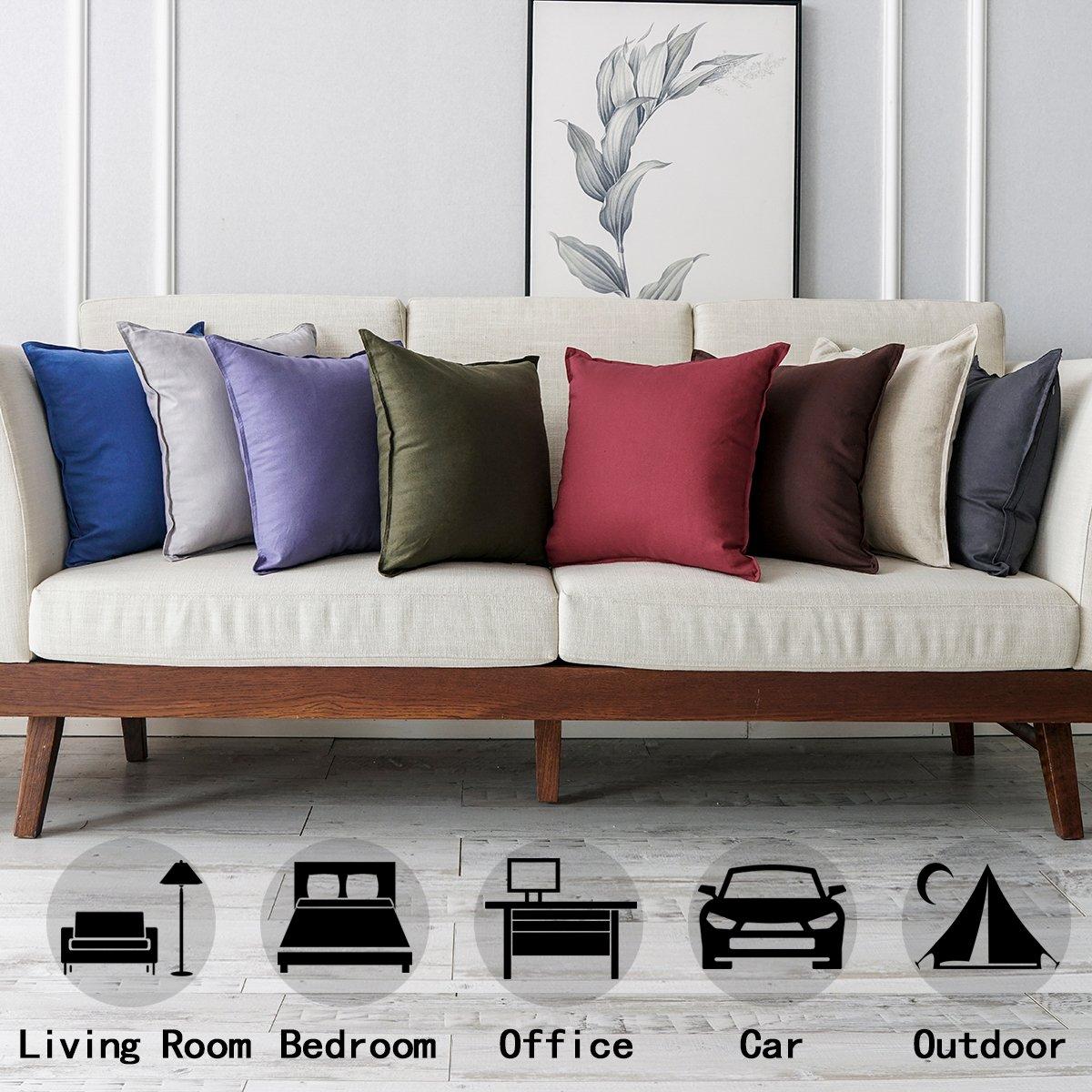 Jeanerlor Solid Cotton Linen Decoration Toss Throw Pillow Sham Cushion Case Dark Grey Pillow Cover Delicate Decorative Pillowcase for Bed/Chair/Couch, 18"x18"(45 x 45cm), Dark Grey