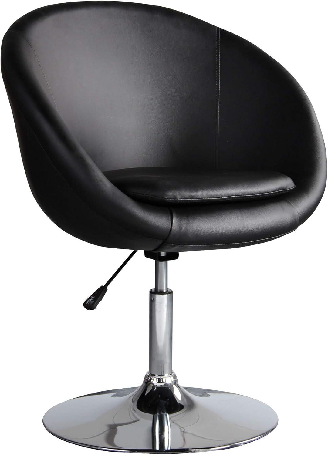 Hopper Black and Polished Chrome Faux Leather Adjustable Height Chair