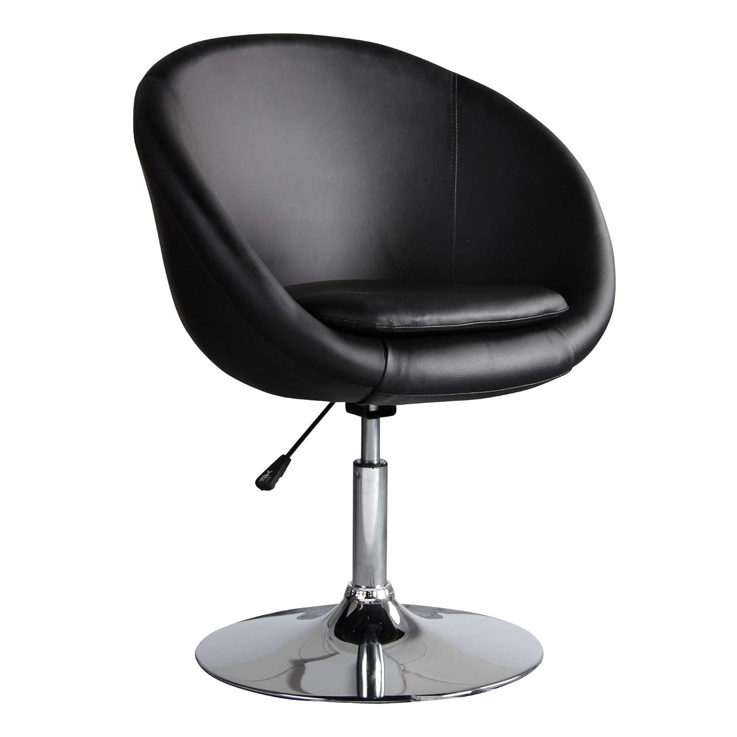 Hopper Black and Polished Chrome Faux Leather Adjustable Height Chair