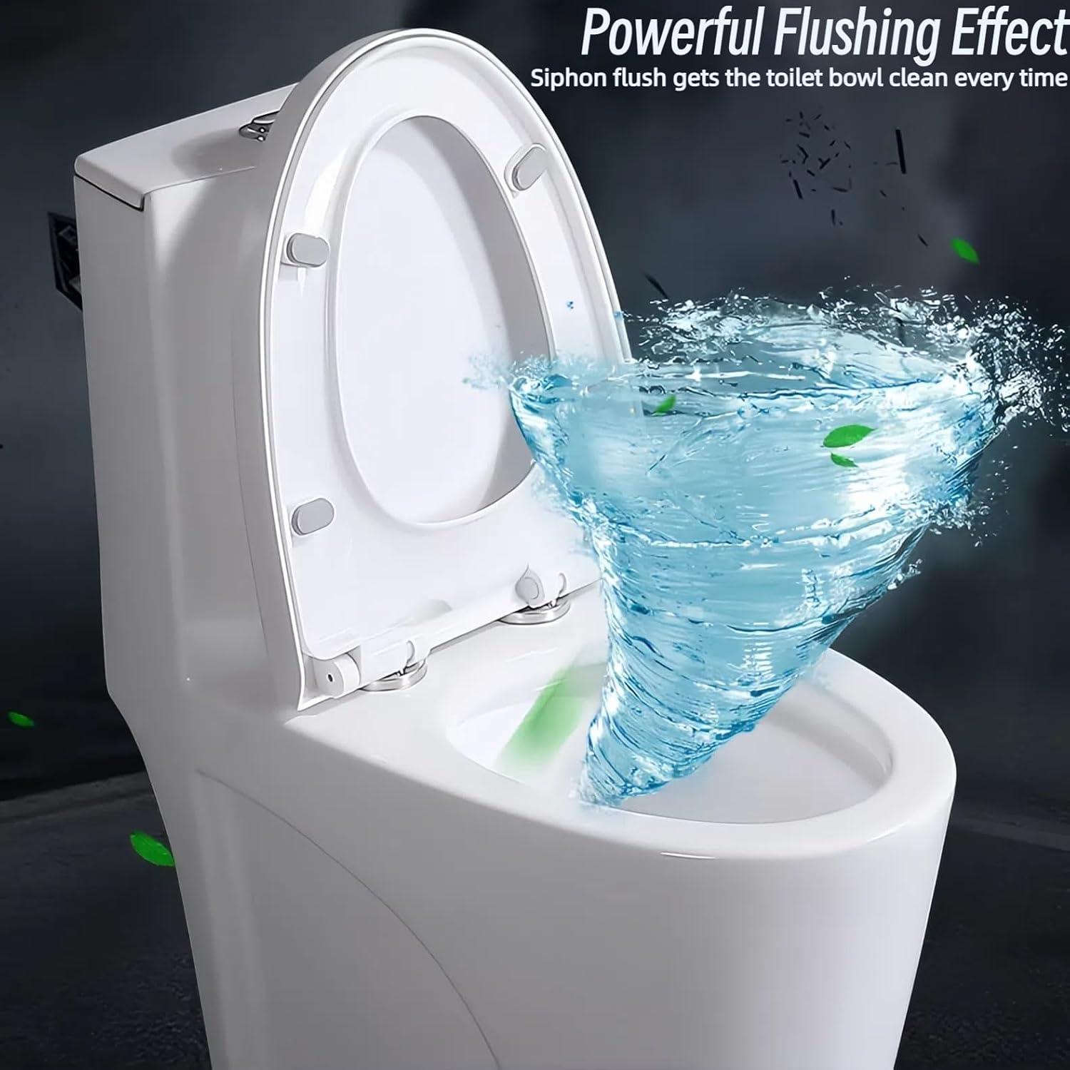 Momei One Piece Toilet,Floor-Discharge Dual Flush,Glossy White - 24.8x13x27.56