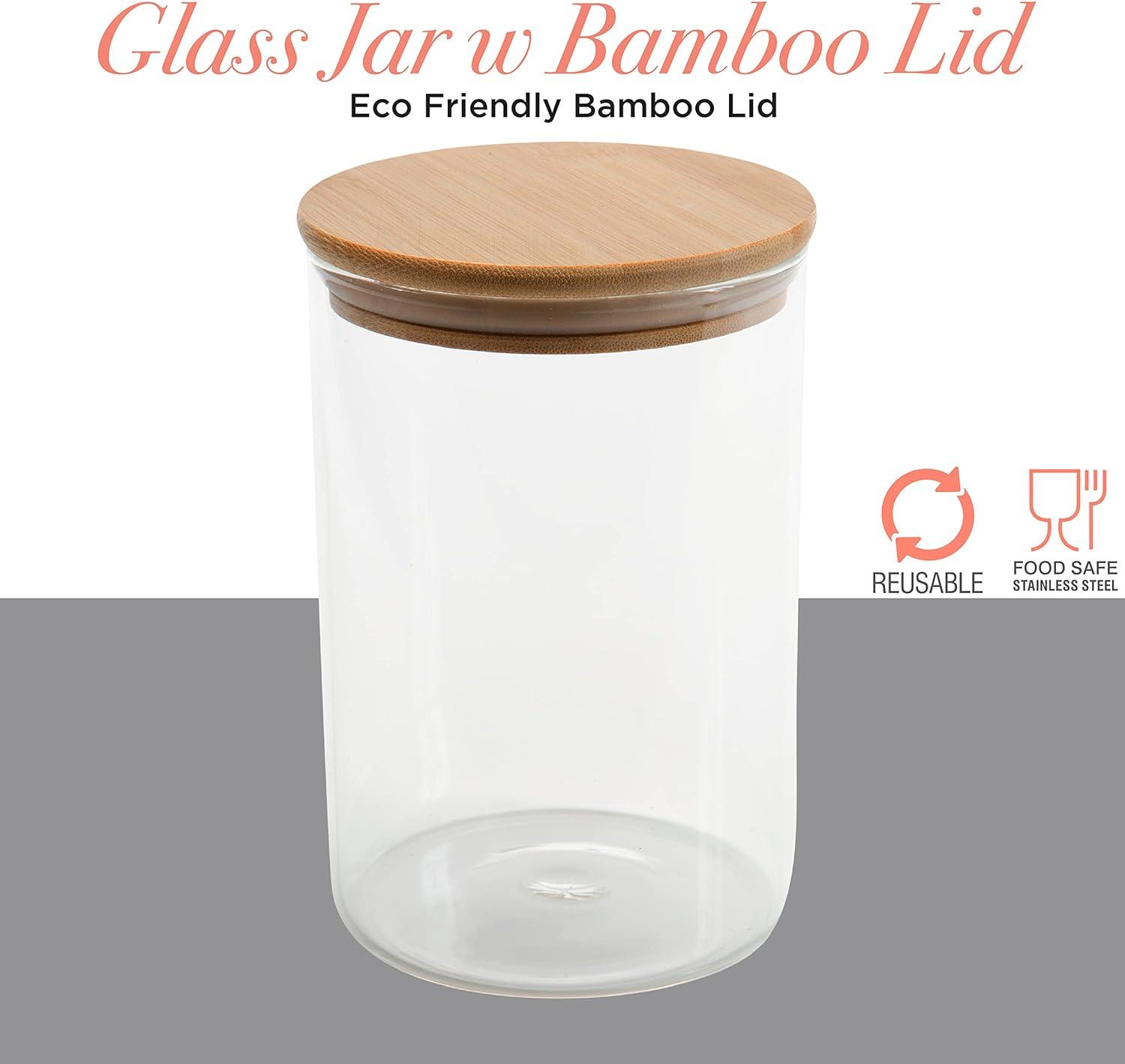 Eco-Friendly 1L Clear Glass Storage Jar with Bamboo Lid