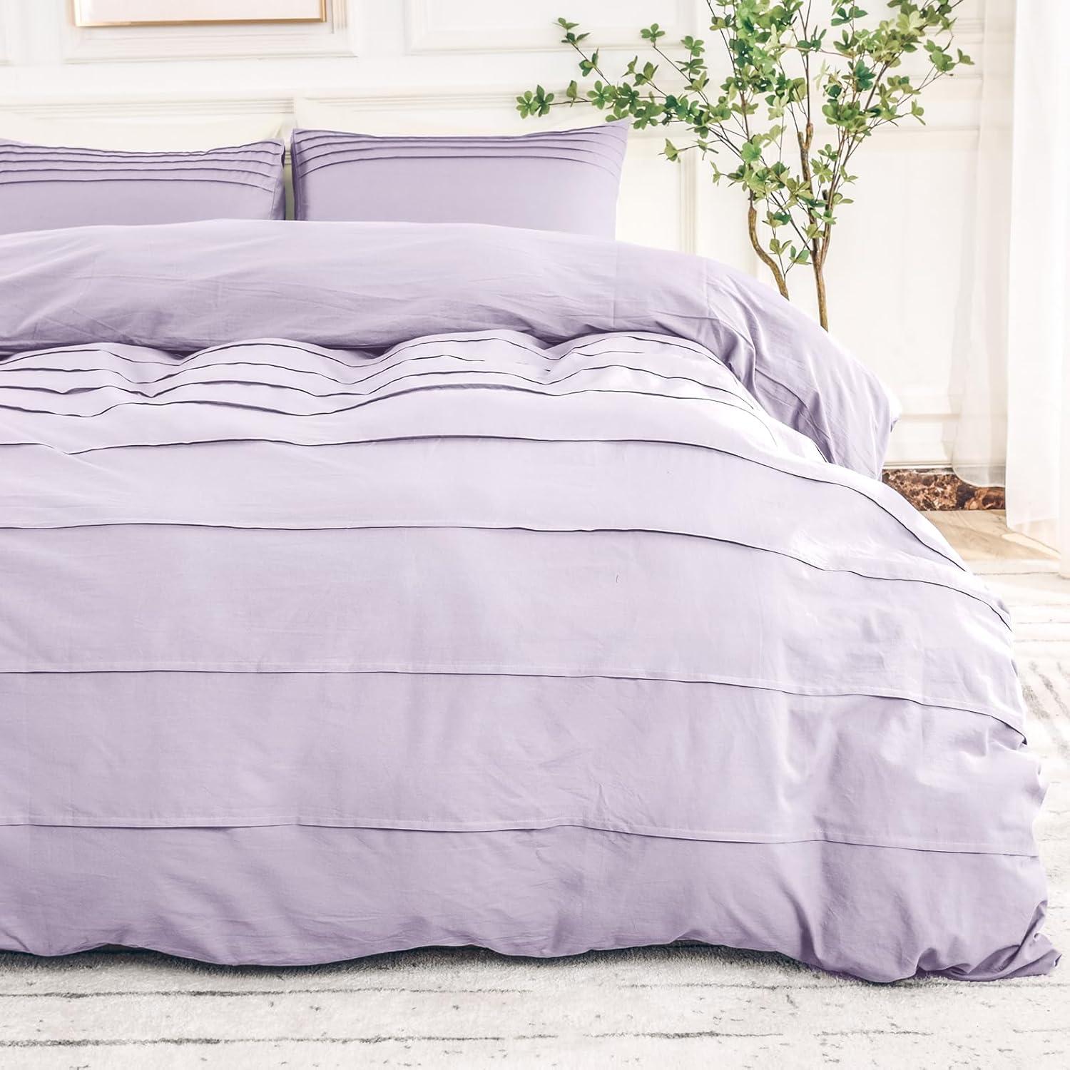 NEXHOME PRO Duvet Cover Set 100% Washed Cotton Oversized Queen 98"x98", Organic Natural Linen Look Textured 3 Pieces Bedding Set Apricot Yellow with Zipper Closure, Breathable, Soft (No Comforter)
