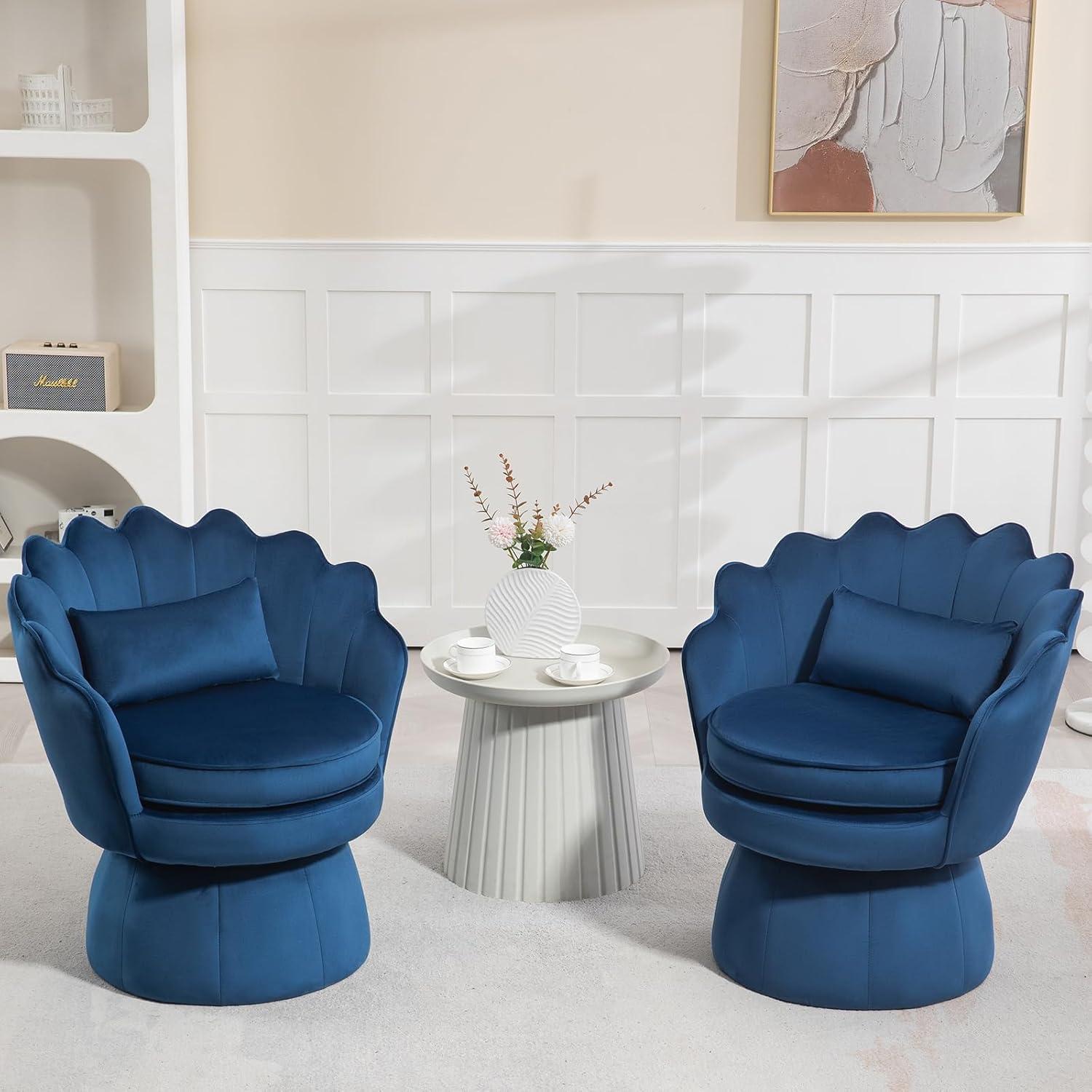 House of Hampton® Upholstered Velvet Swivel Barrel Accent Chair (Set of 2)