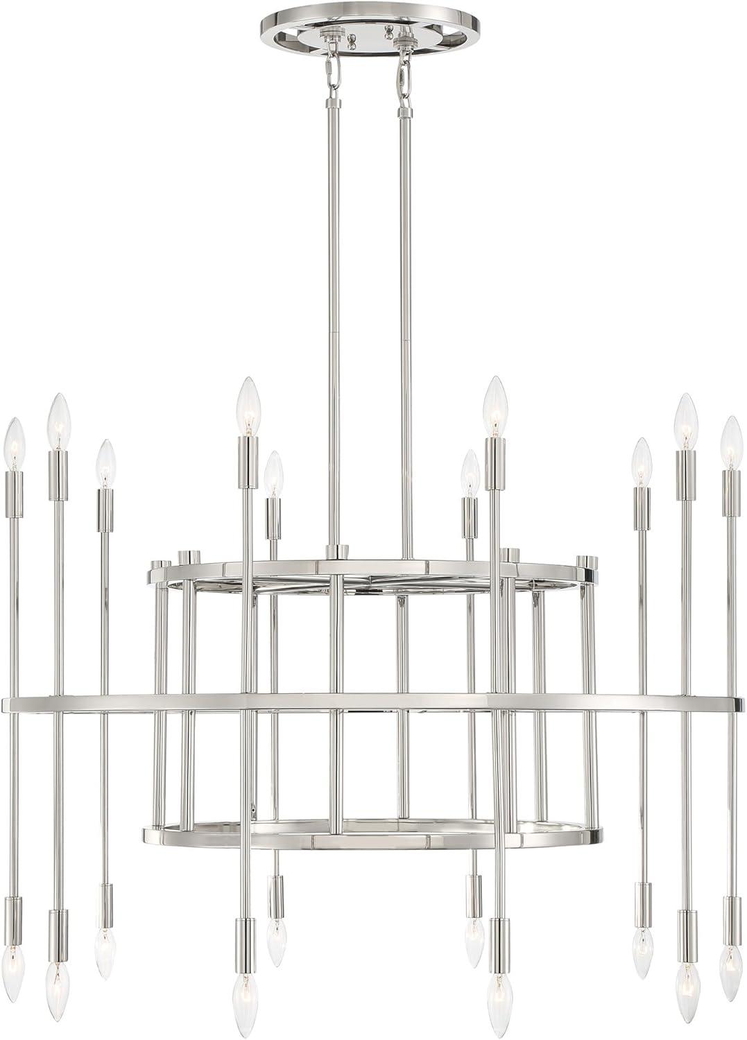 Aries 20-Light Polished Nickel and Crystal Chandelier