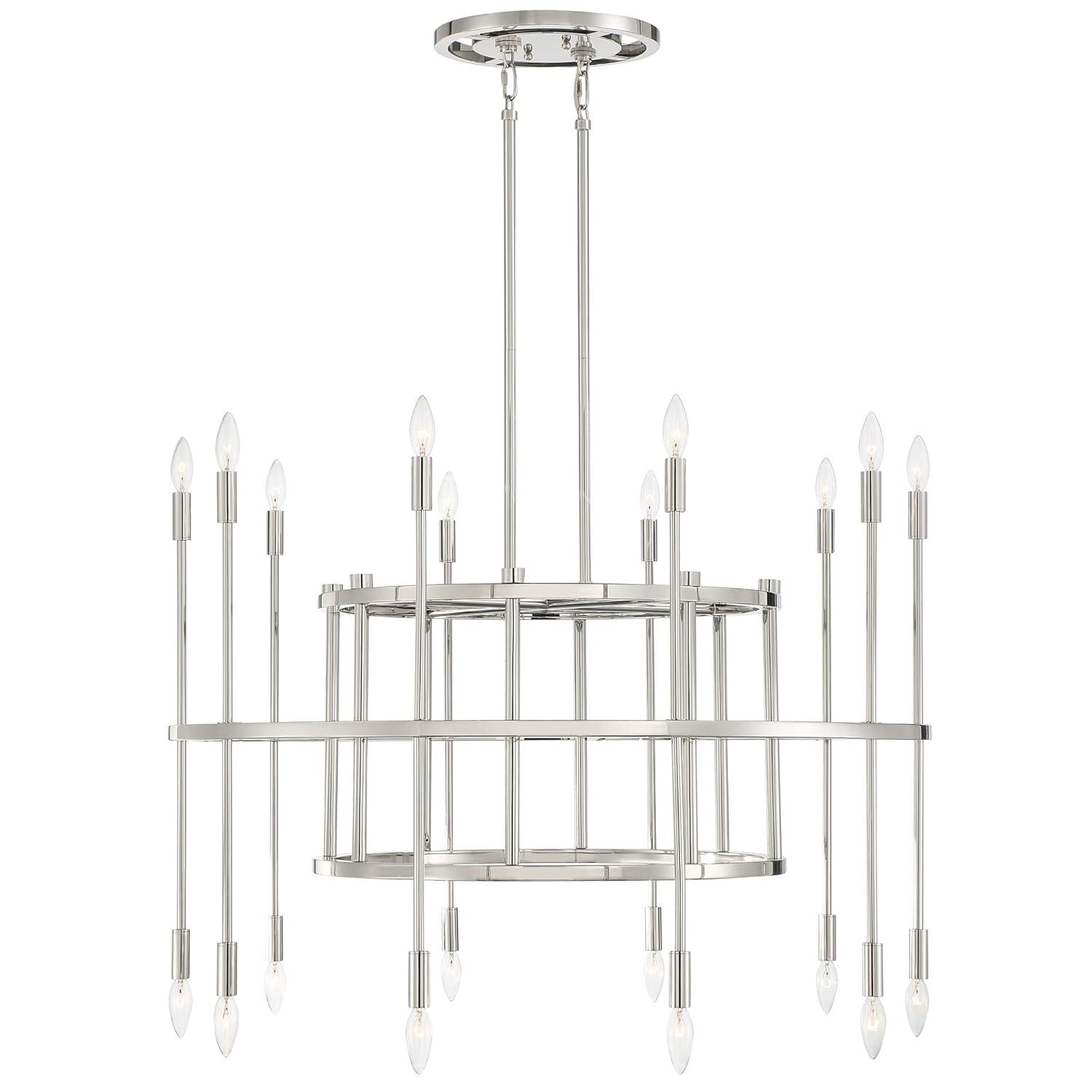 Aries 20-Light Polished Nickel and Crystal Chandelier