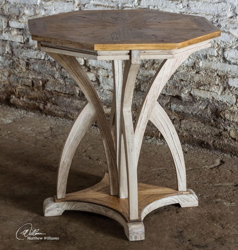 Uttermost Ranen Aged White and Mango Side Table