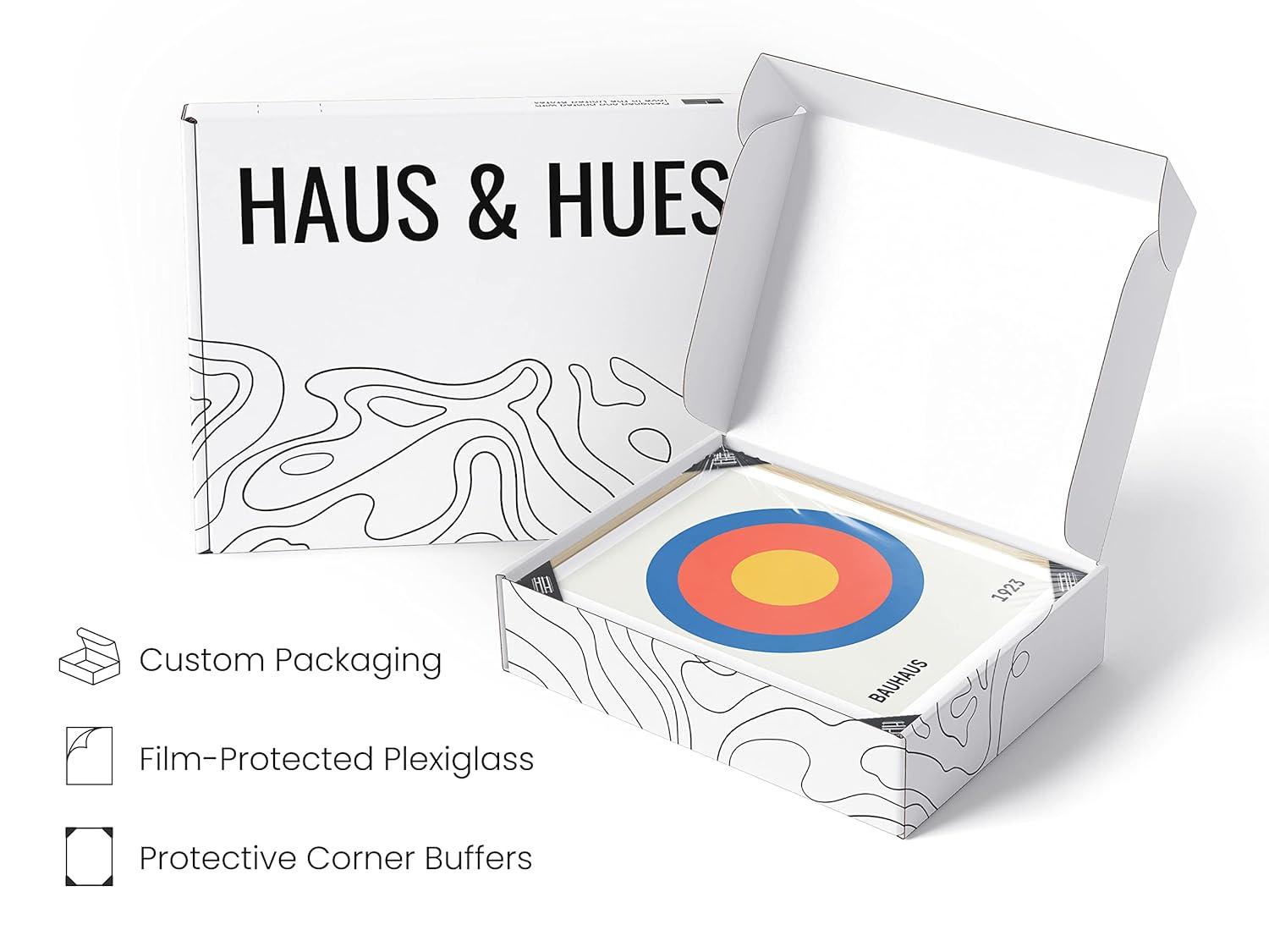 HAUS AND HUES Bauhaus Wall Art - Framed Wall Art for Living Room, Contemporary Wall Art, Bauhaus Poster, Geometric Wall Art, Famous Prints Vintage Wall Art, Colorful Wall Art (Beige Framed, 12x16)