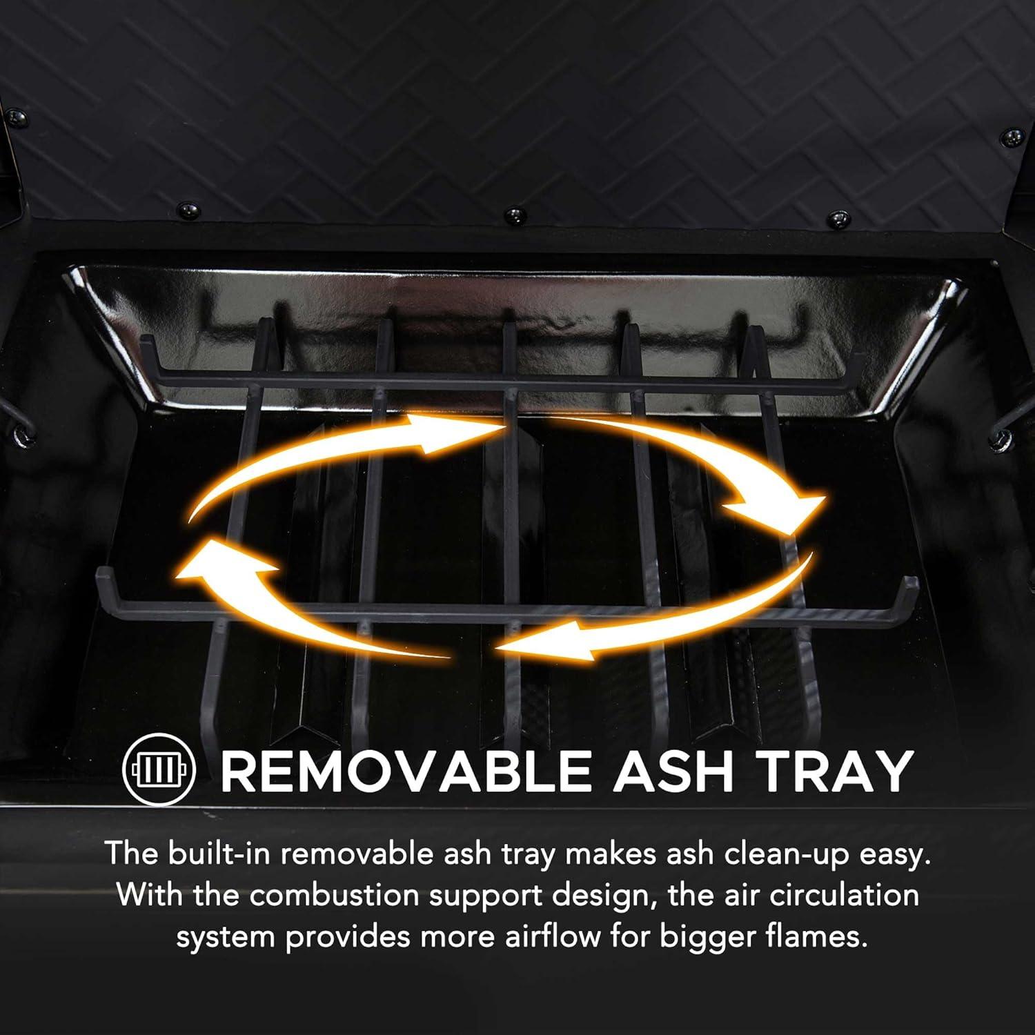 SUNJOY Outdoor 57 inch Steel Wood Burning Fireplace with Fire Poker and Rain Cover