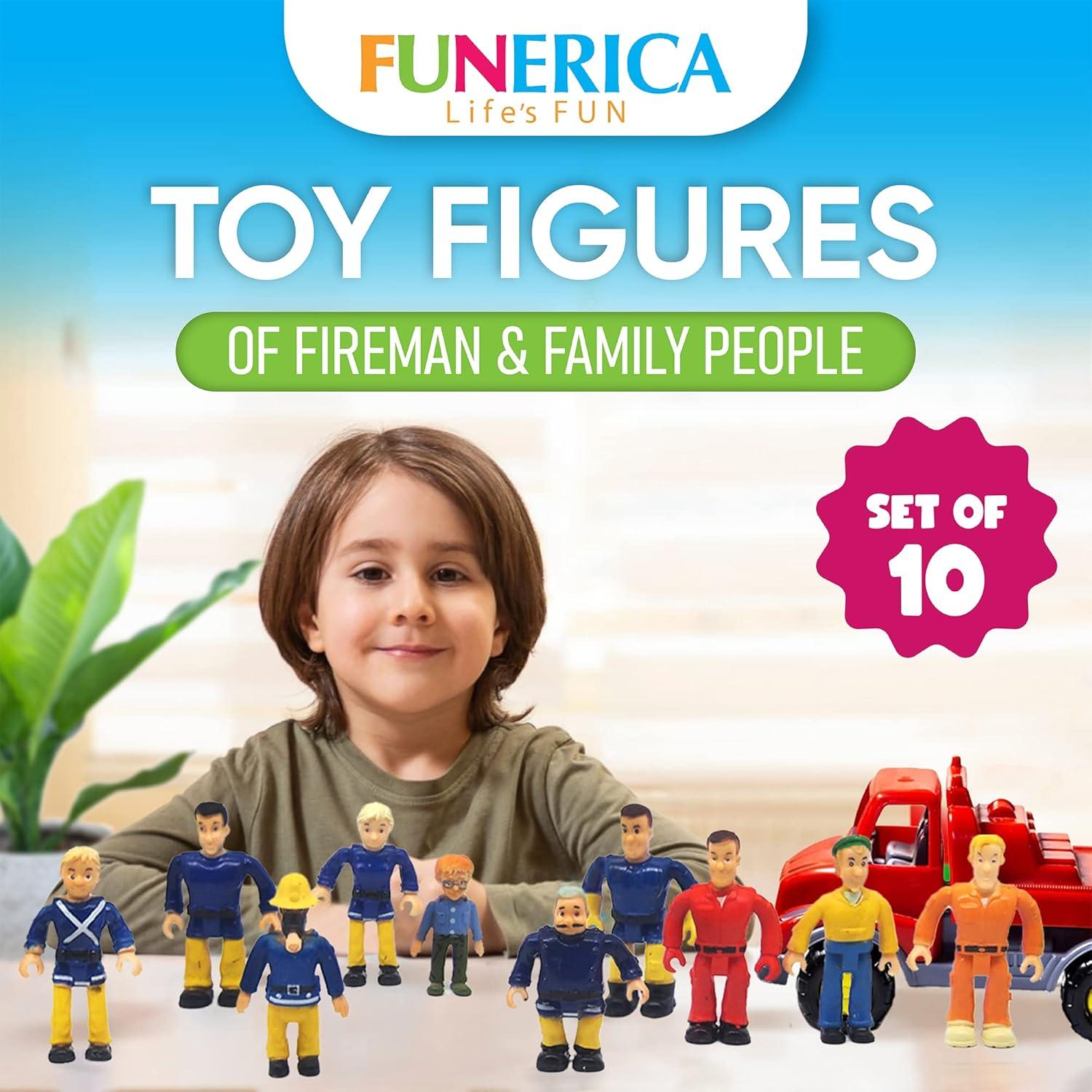 Bright Colored Fireman and Family Toy Figures Set