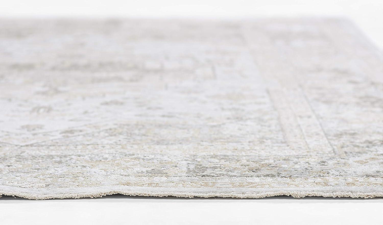 Taupe Rectangular Cotton Viscose Area Rug 47" x 65"