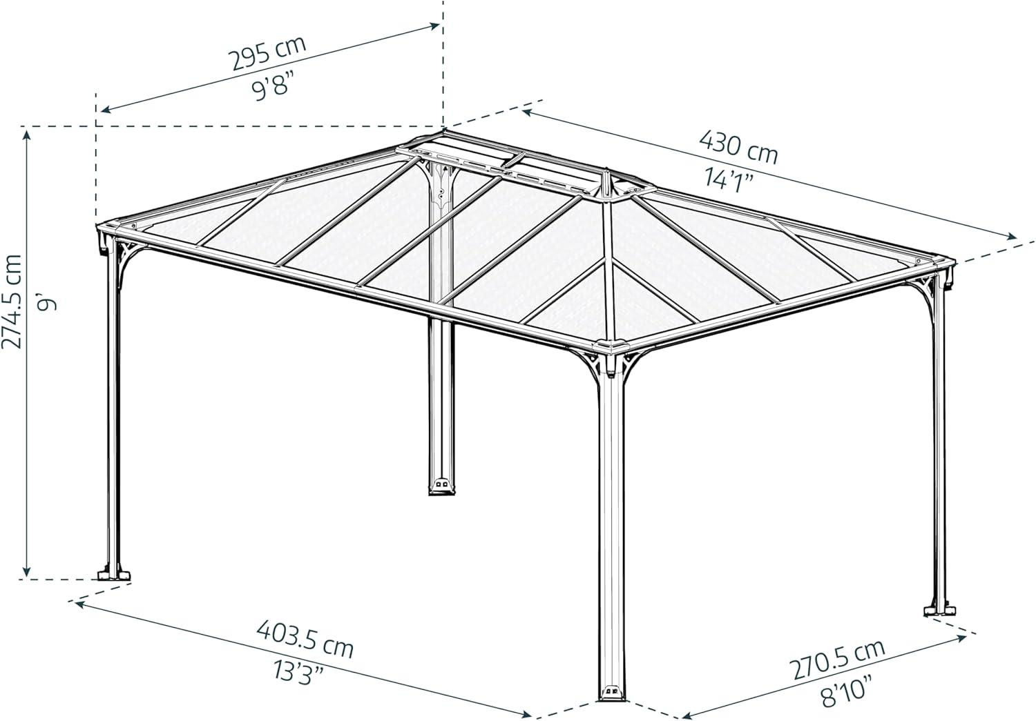 Palram - Canopia Martinique 4300 10' x 14' Polycarbonate/Aluminum Gazebo - Gray/Bronze