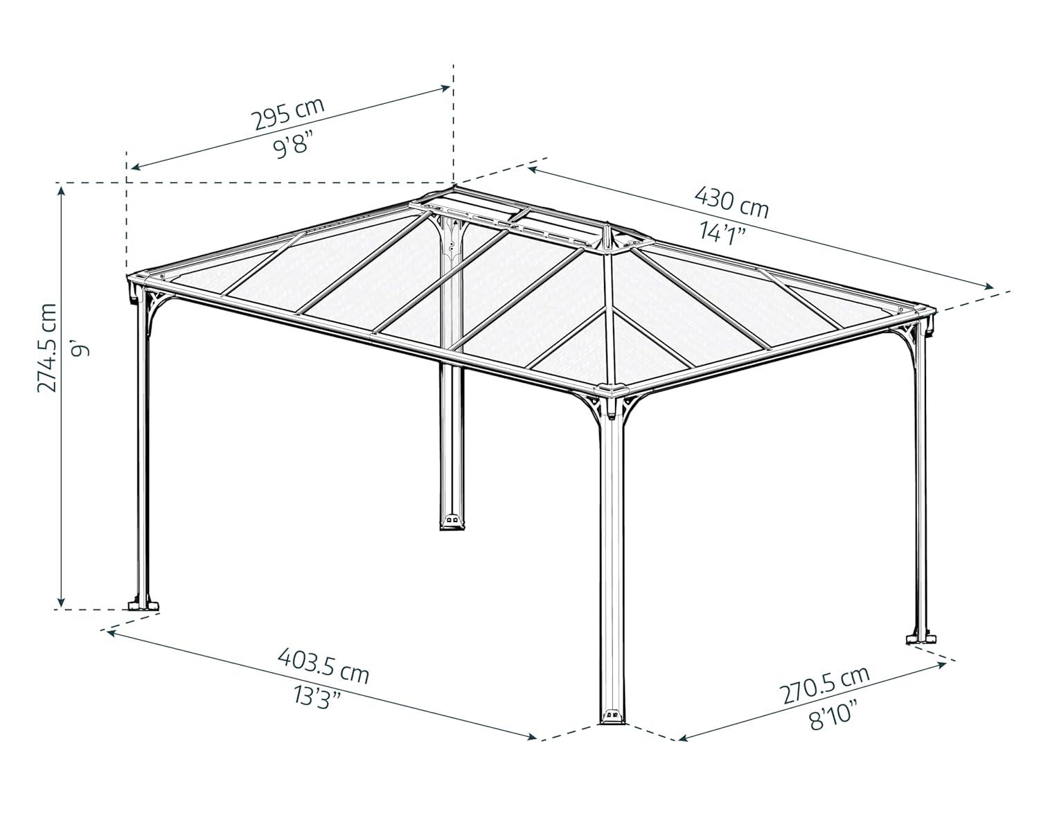 Palram - Canopia Martinique 4300 10' x 14' Polycarbonate/Aluminum Gazebo - Gray/Bronze