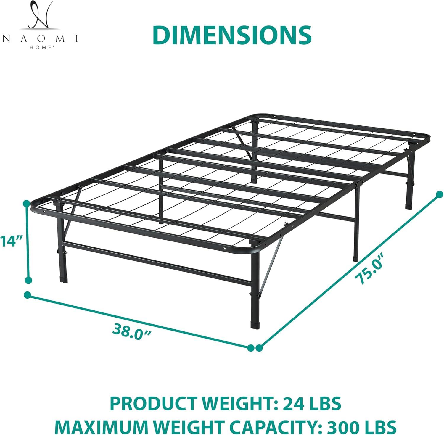 Alwyn Home Muscoy 14" Foldable Steel Bed Frame, No Box Spring Needed, Underbed Storage , Easy Assembly