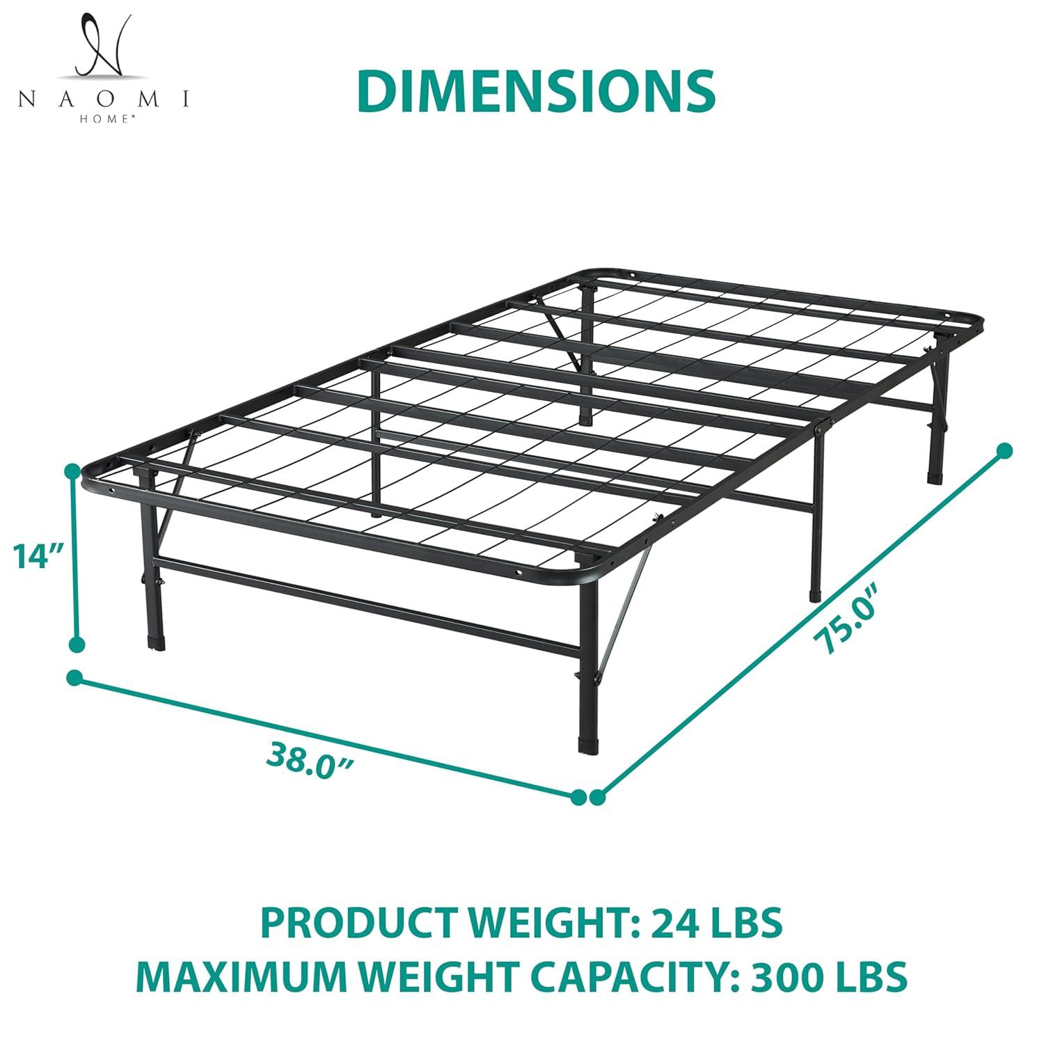 Alwyn Home Muscoy 14" Foldable Steel Bed Frame, No Box Spring Needed, Underbed Storage , Easy Assembly