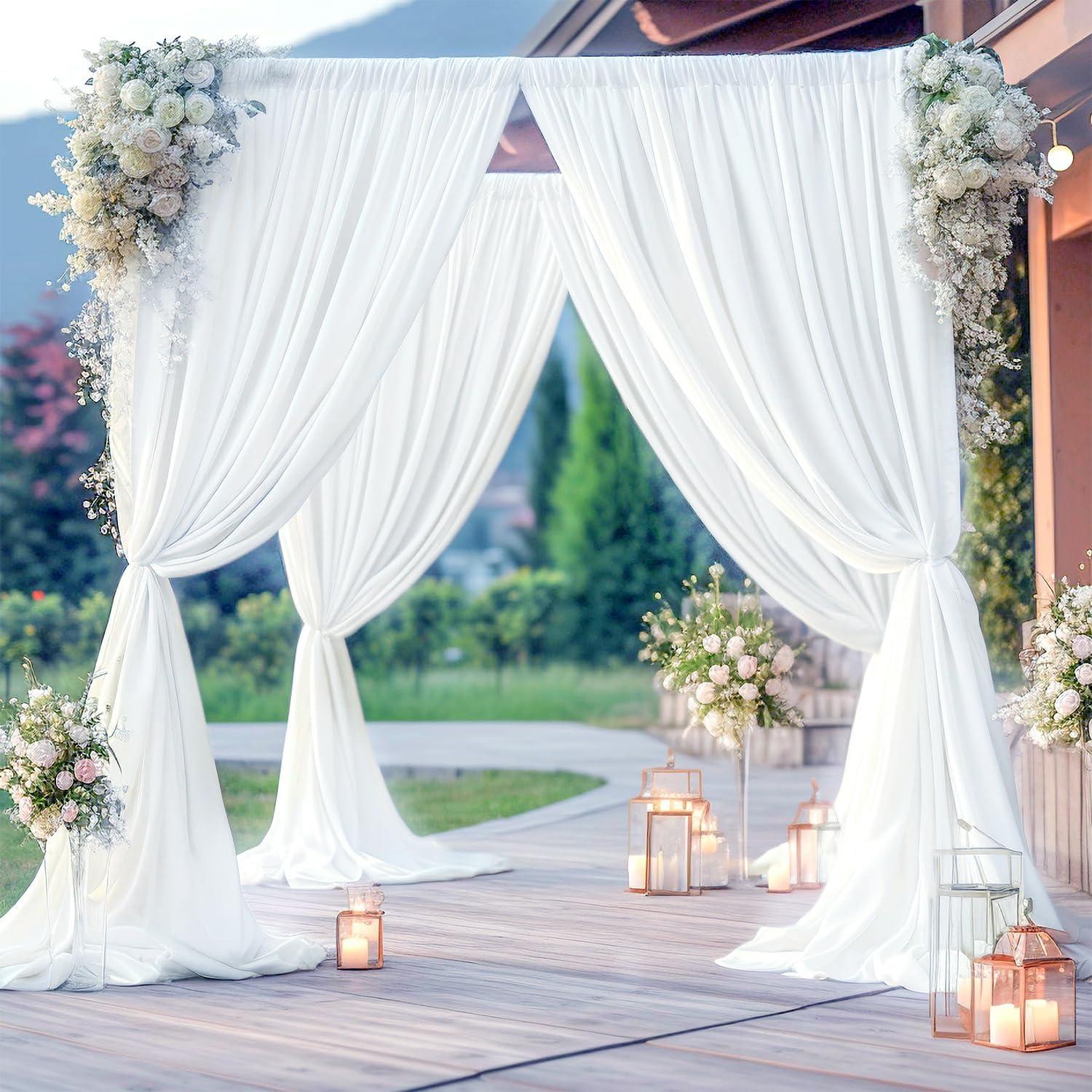 10x10ft White Backdrop Curtain for Parties Wrinkle Free Wedding Baby Curtain Backdrops for Birthday Party