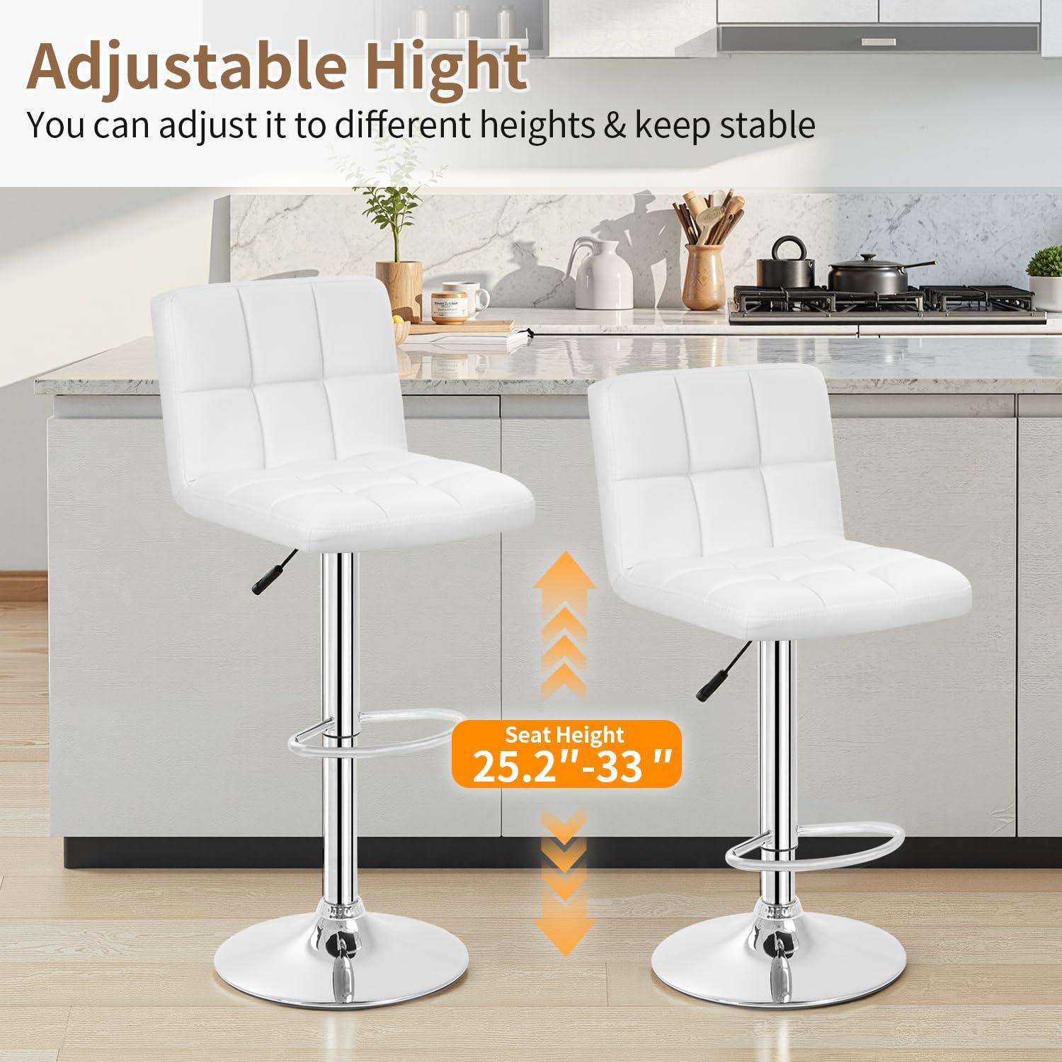 Bar Stools 1 Set Of 2, Counter Height Bar Stools, Square Cushion Bar Stools With Back, Footstool, Cafe, 2 Pieces