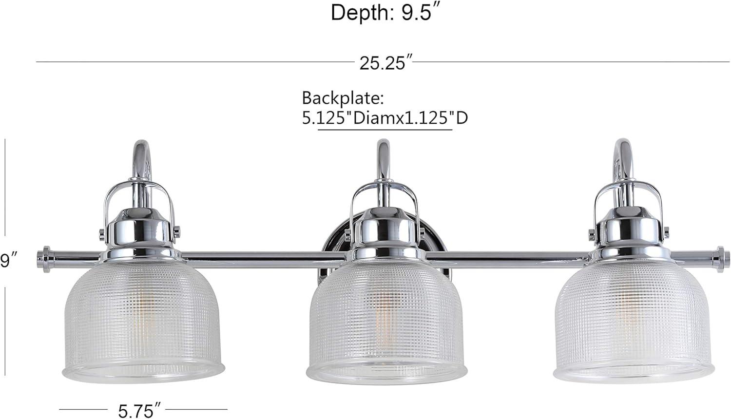 Virginia Chrome 25.25" LED Vanity Light with Clear Glass Shades