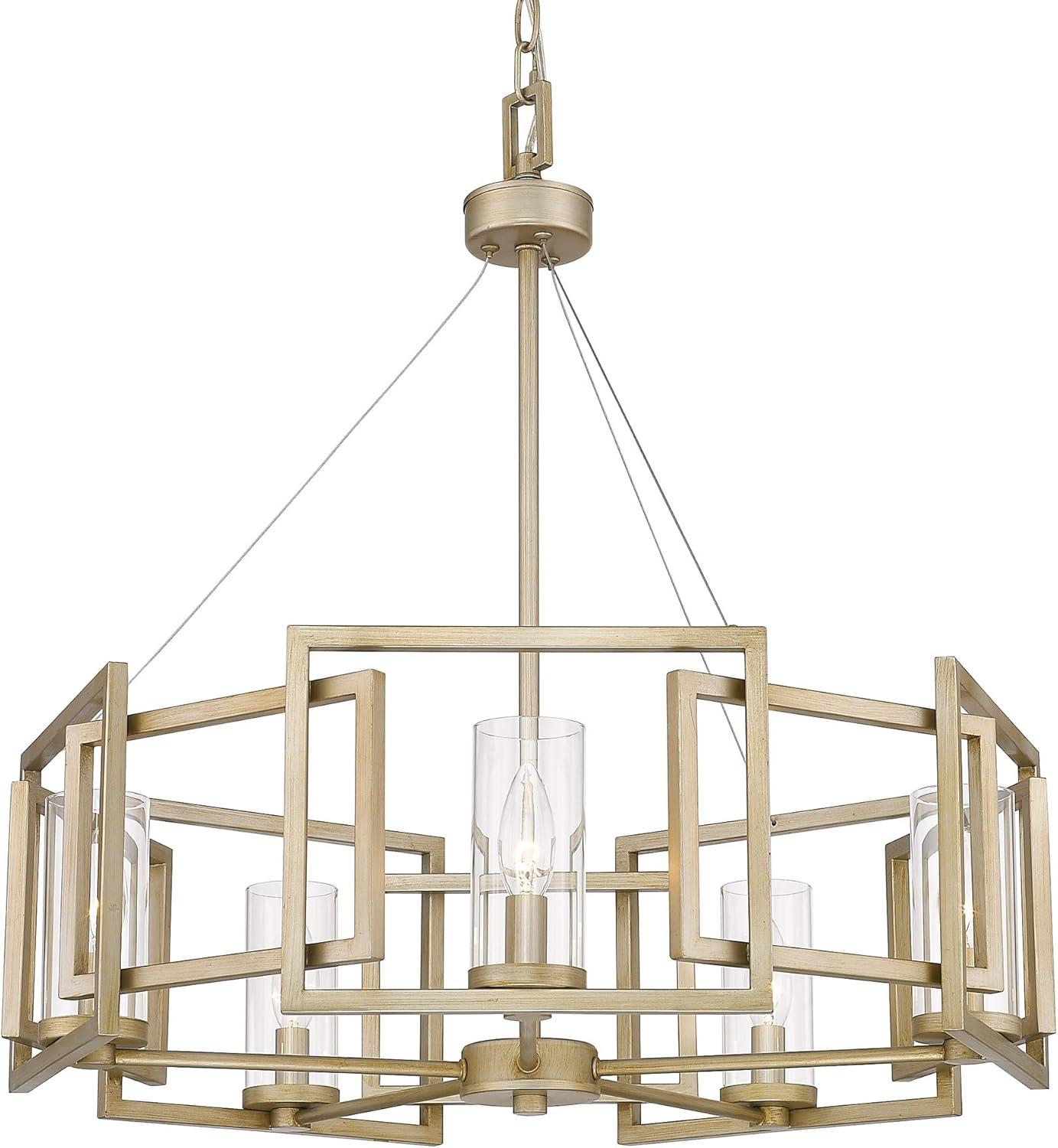 Golden Lighting Marco 5-Light Chandelier in White Gold with Clear Glass