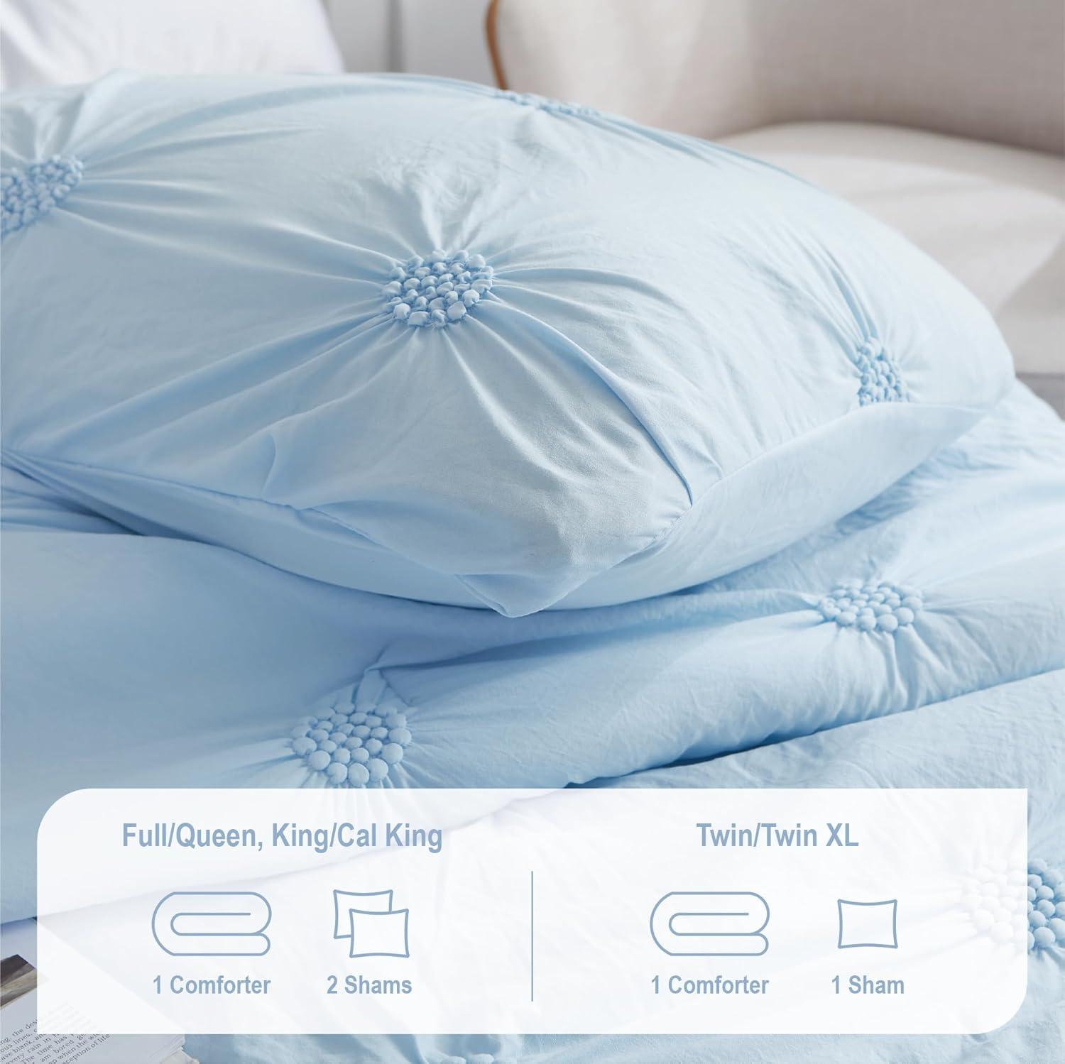 Swift Home Supreme Microfiber Floral Pintuck Microfiber 3-Piece Comforter Set