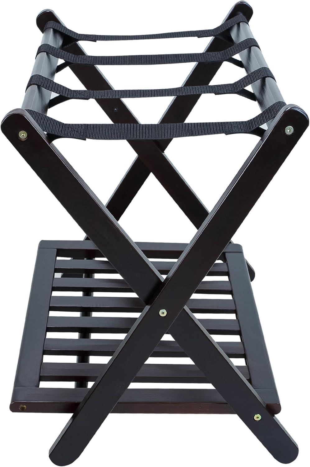 Casual Home Luggage Rack with Shelf-Espresso