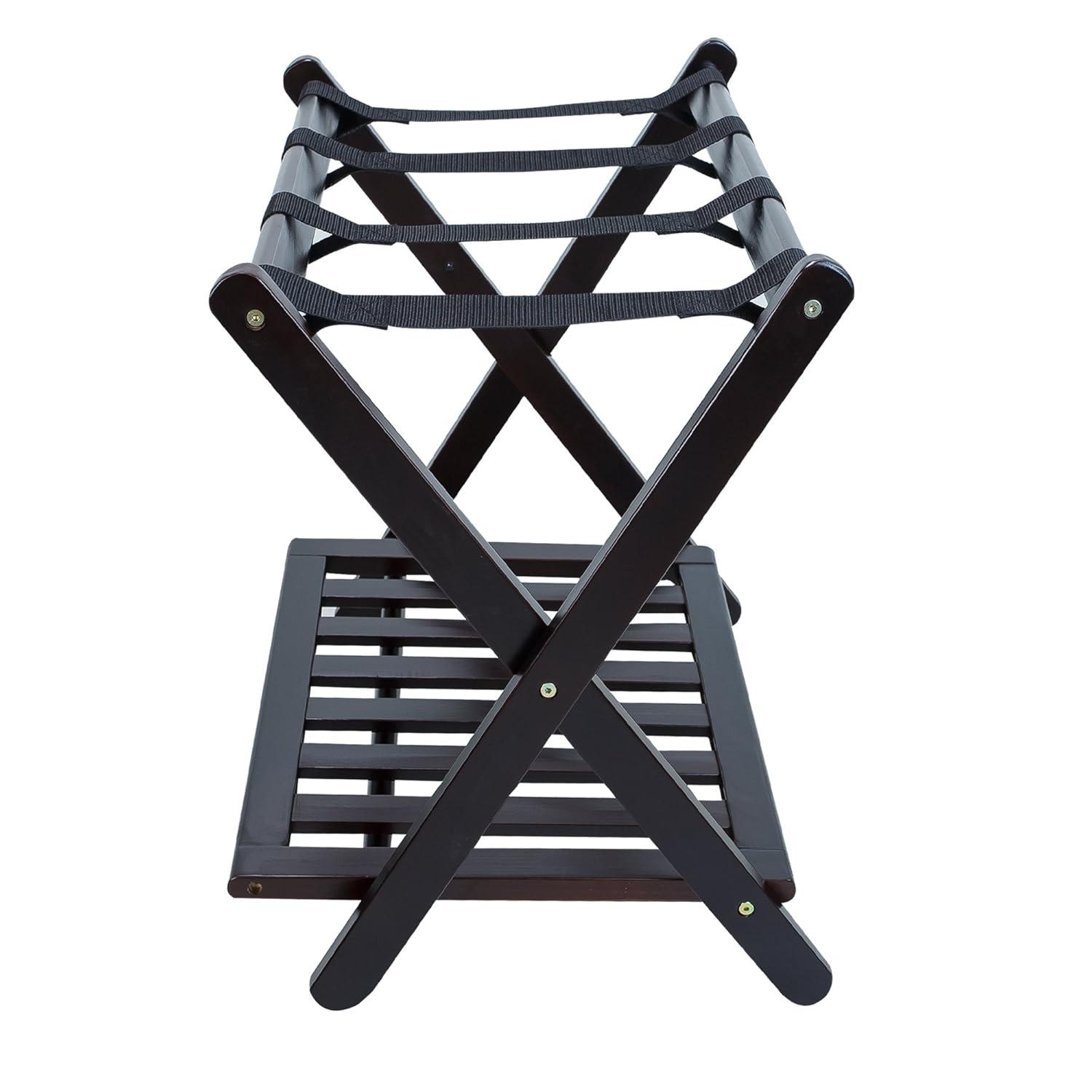 Casual Home Luggage Rack with Shelf-Espresso