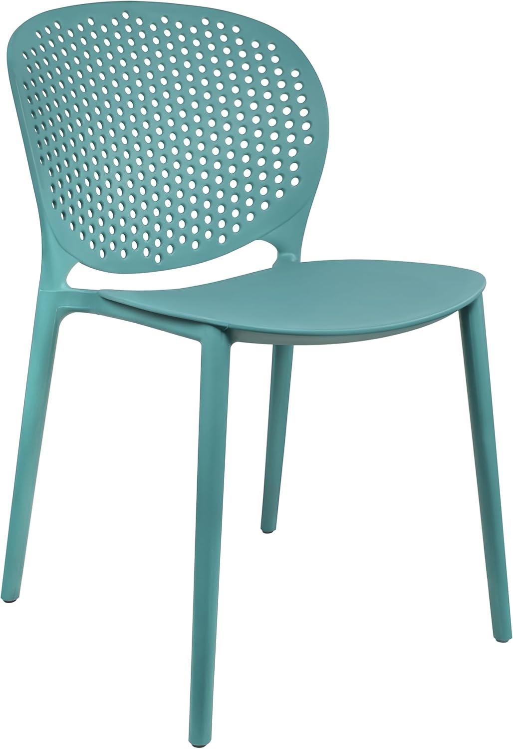 2xhome Set of 2 Modern Pool Patio Chairs, Contemporary Plastic Armless Dining Accent Side Chairs for Indoor or Outdoor Use, Teal