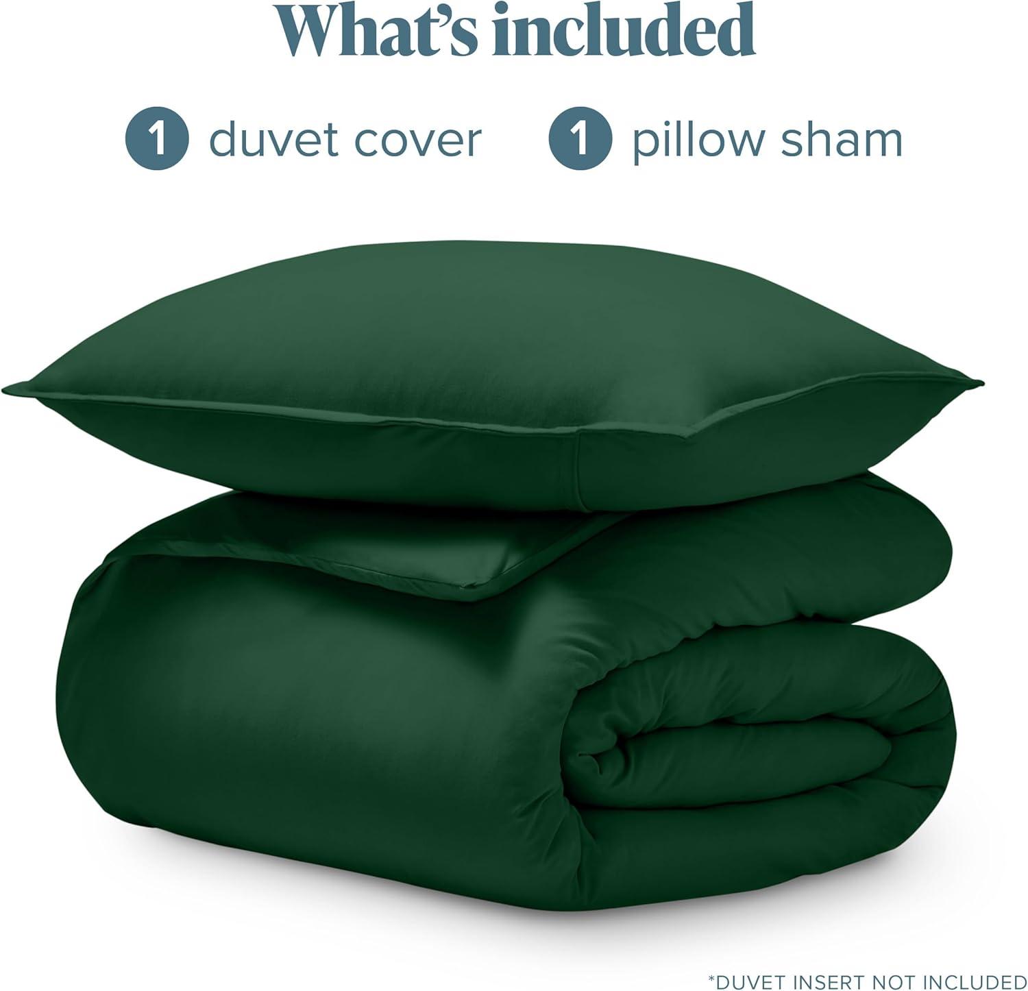 Twin/Twin XL Forest Green Organic Cotton Jersey Duvet Cover Set by Bare Home