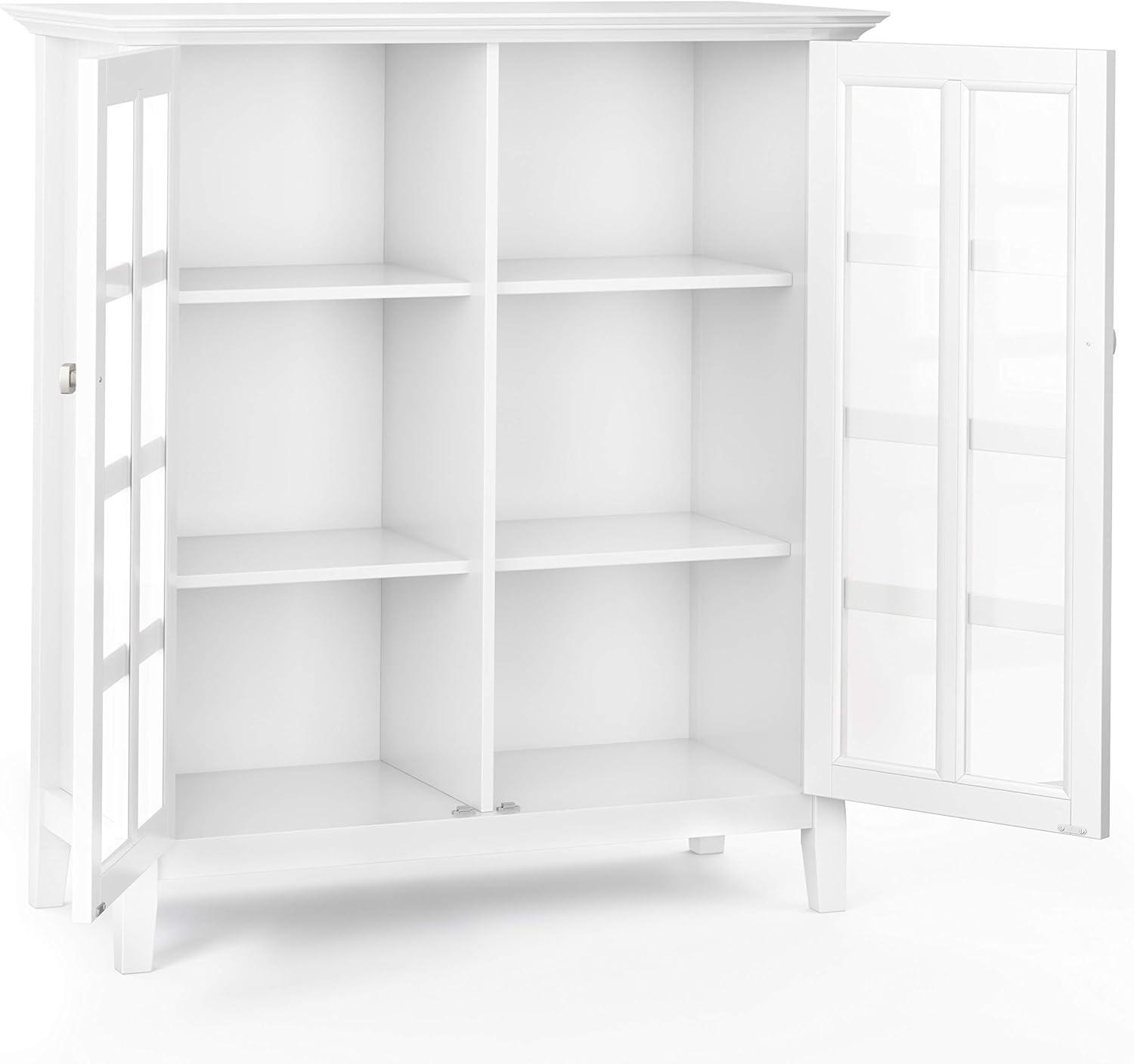 Simpli Home Acadian Solid Wood Medium Storage Cabinet In White