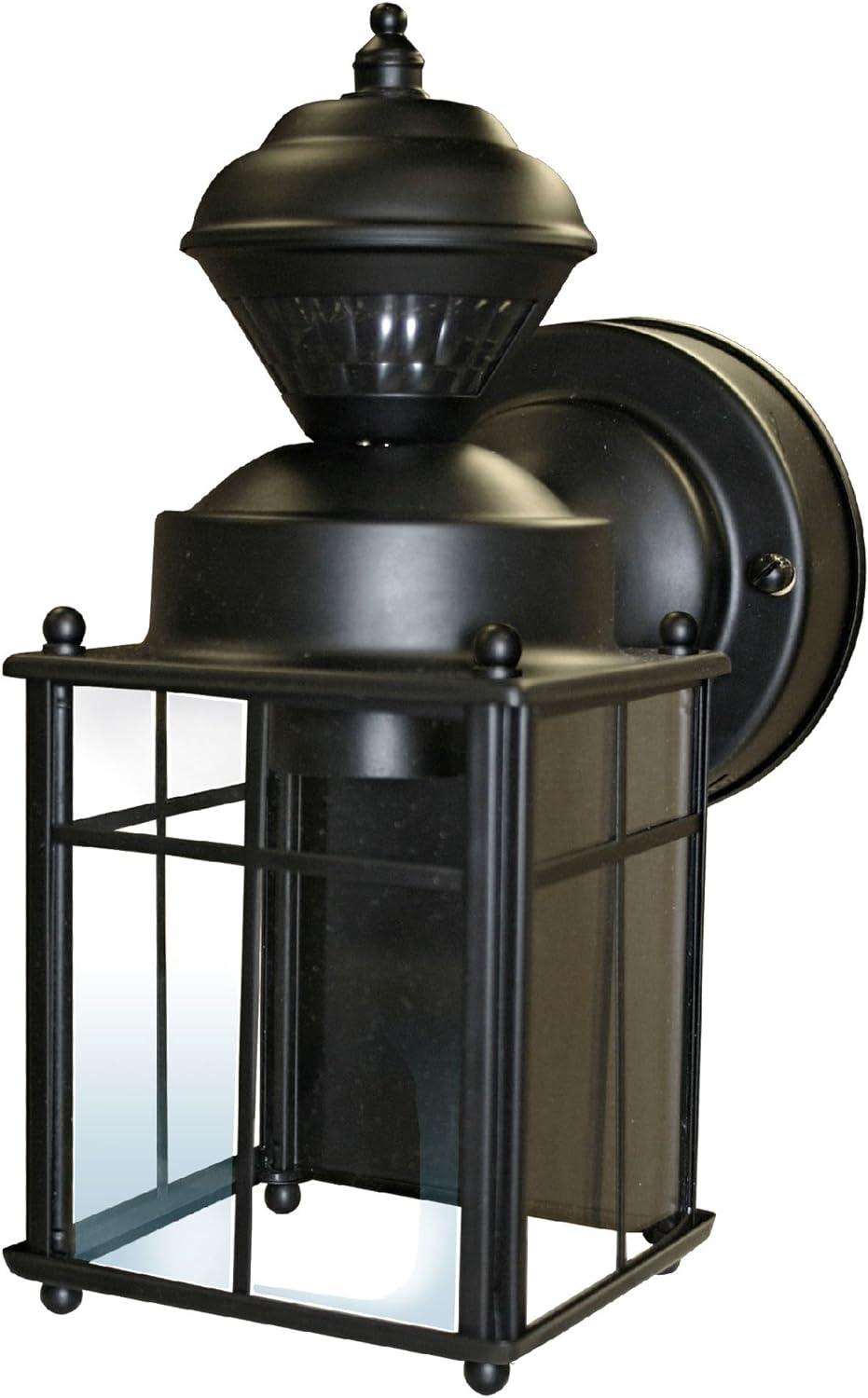 Bayside Black Metal Motion-Sensing Outdoor Wall Lantern Sconce