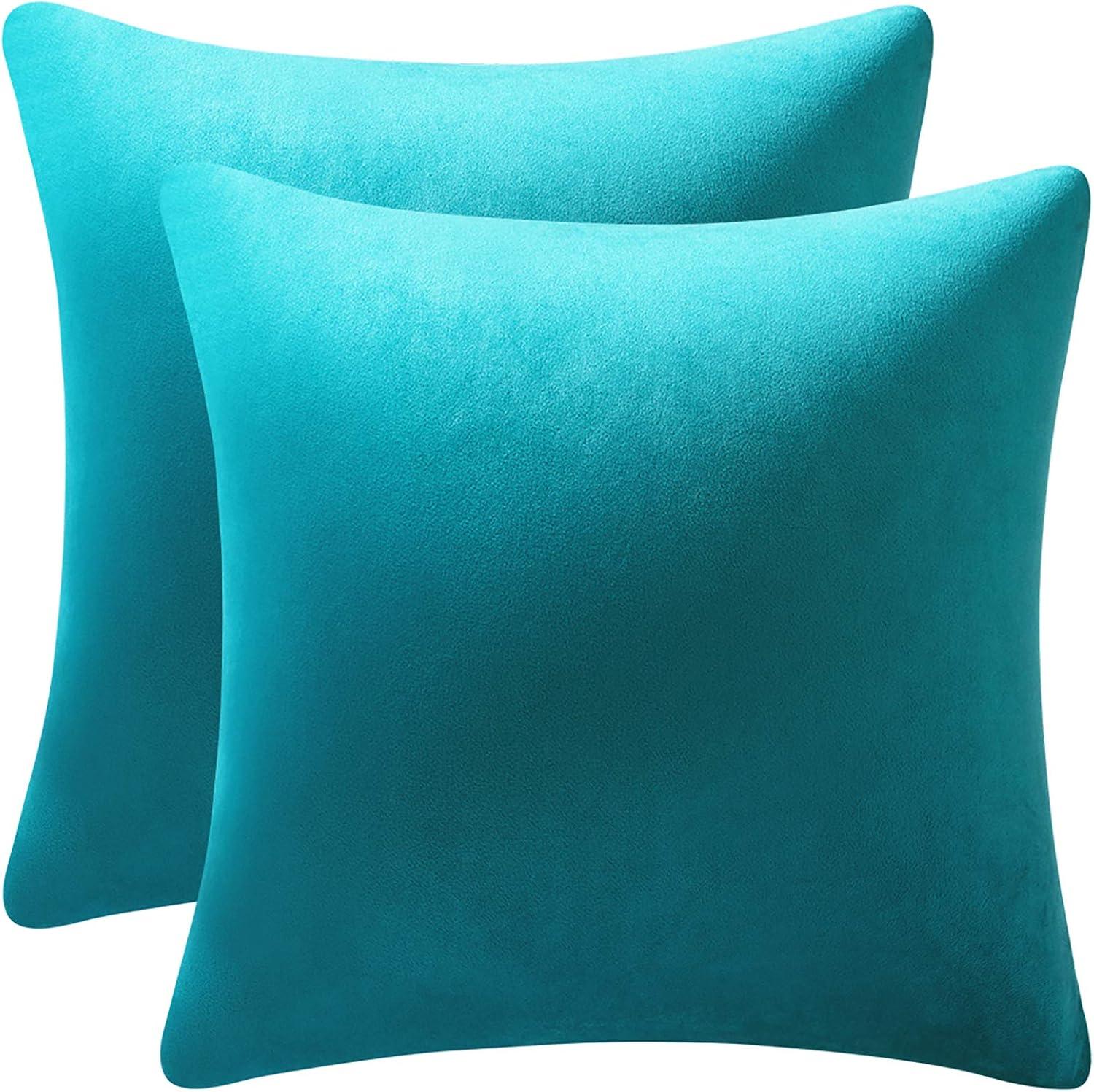 Nmkwnr 2 Pack Decorative Velvet Pillow Covers Solid Square Throw Pillow Covers for Couch, Bed, Sofa, 18 x 18 Inches