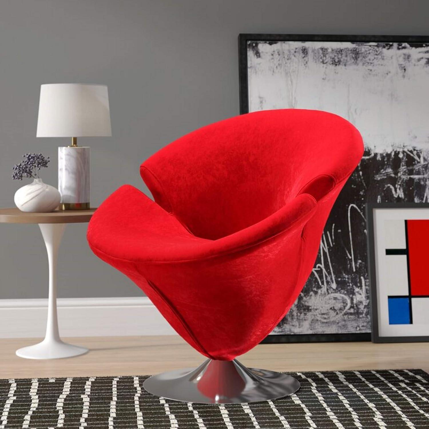 Troyer Velvet Swivel Barrel Chair