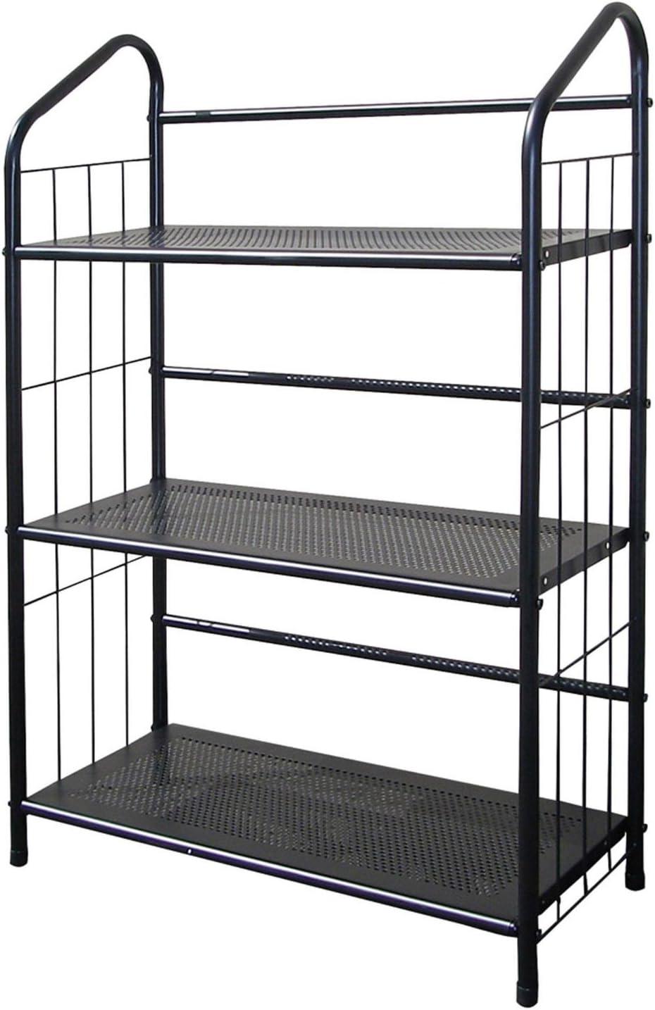 Black Metal 3-Tier Bookshelf with Open Frame