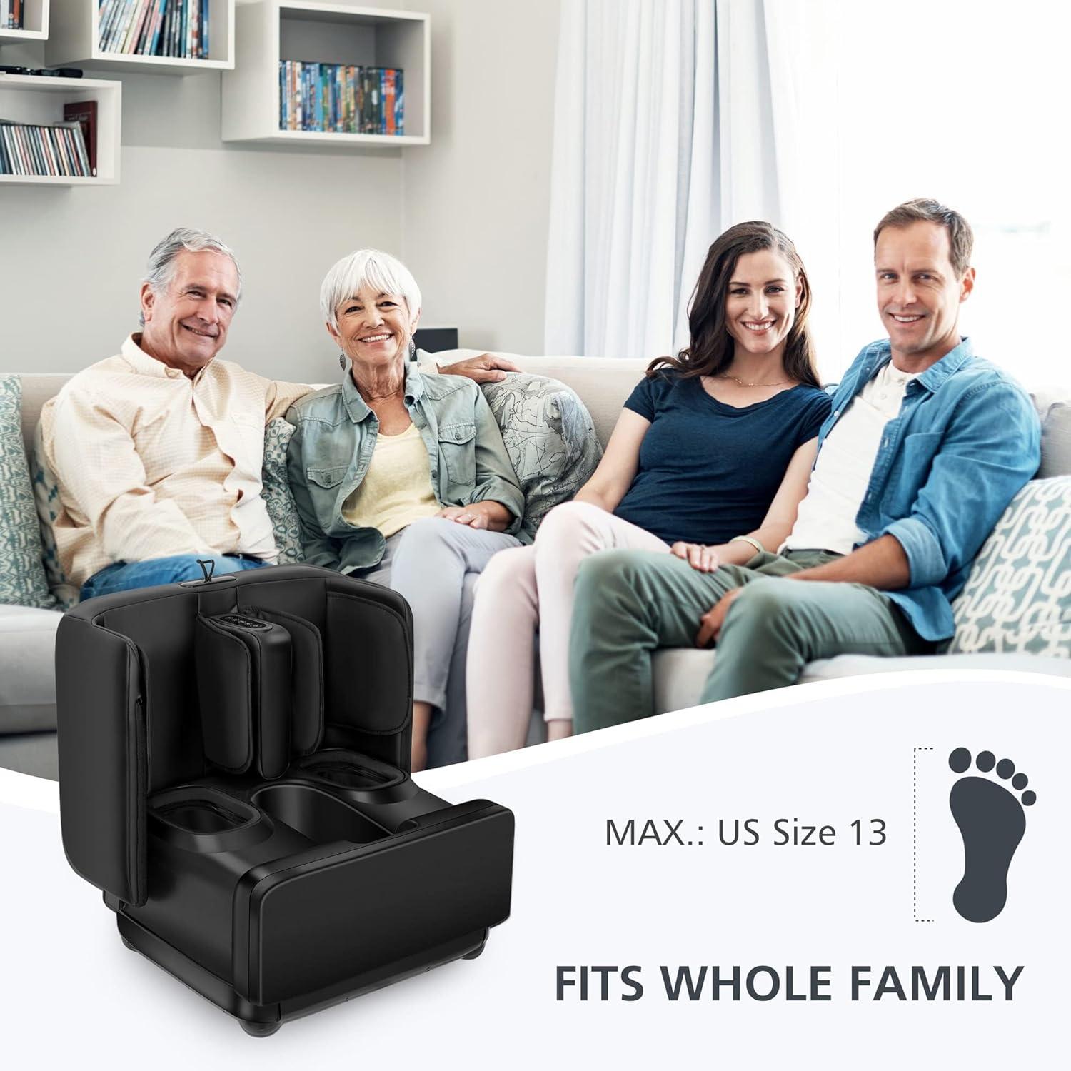 Comfier 2 in 1 Foot Massager Machine & Ottoman Foot Rest Shiatsu Calf and Foot Massager with Heat  Black