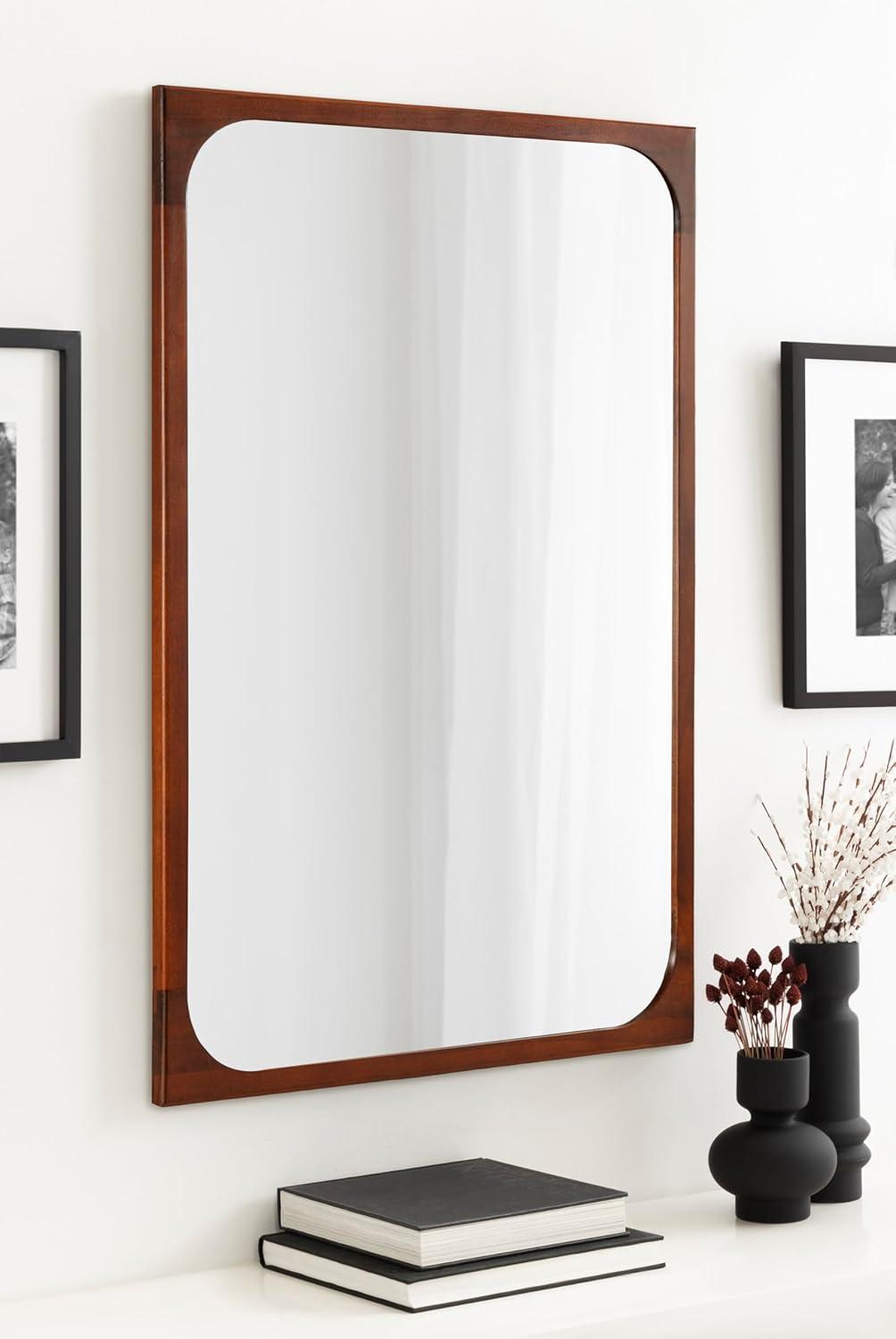 Kate & Laurel All Things Decor 24"x36" Kenai Framed Wall Mirror Walnut Brown: Modern Rectangular Design, No Assembly Required