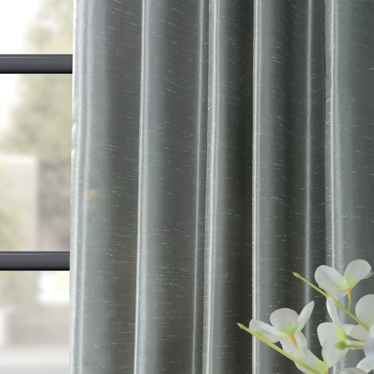 HPD Half Price Drapes Faux Silk Blackout Curtains 96 Inches Long for Bedroom & Living Room Vintage Textured Blackout Curtain (1 Panel), 50W x 96L, Storm Grey