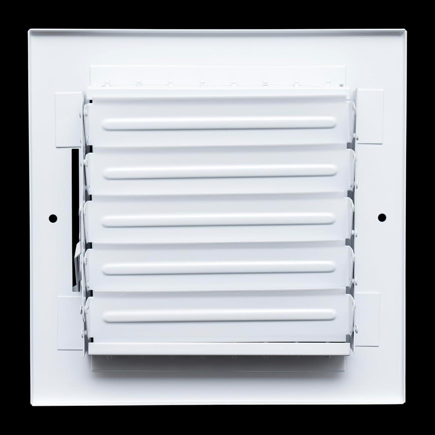 Fits 6x6 Duct Opening Steel Adjustable Air Supply Grille by Handua | Register Vent Cover Grill for Sidewall and Ceiling | White | Outer Dimensions: 7.75" X 7.75"