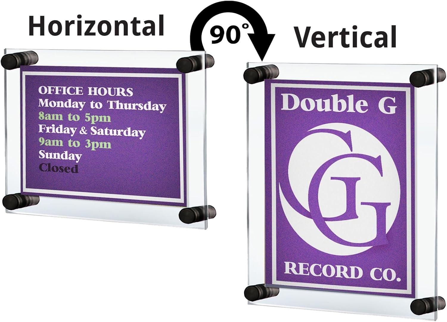 Azar Displays Floating Acrylic Wall Frame with Black Stand Off Caps: 18" x 24" Graphic Size, Overall Frame Size: 22" x 28"