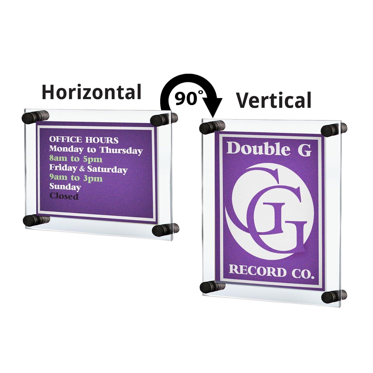 Azar Displays Floating Acrylic Wall Frame with Black Stand Off Caps: 18" x 24" Graphic Size, Overall Frame Size: 22" x 28"